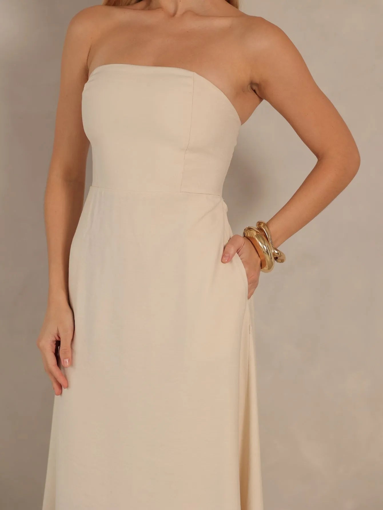 Vestido Longo Alfaiataria Tomara Que Caia