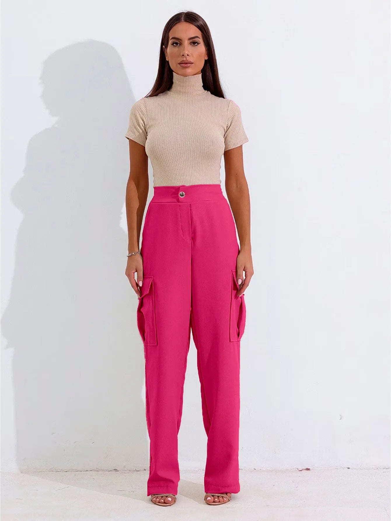 Calça Cargo Alfaiataria Cintura Média