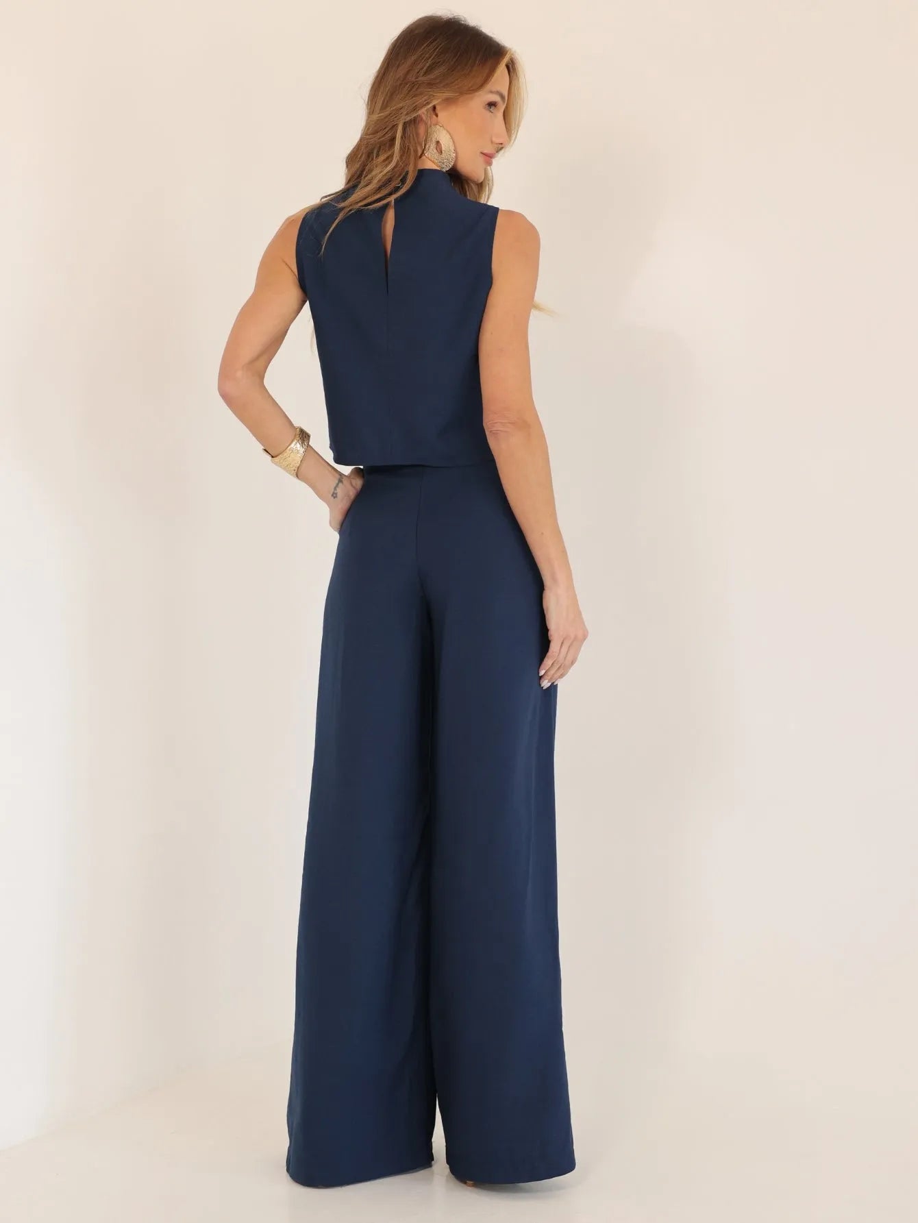 Conjunto Alfaiataria Pantalona Cropped Regata