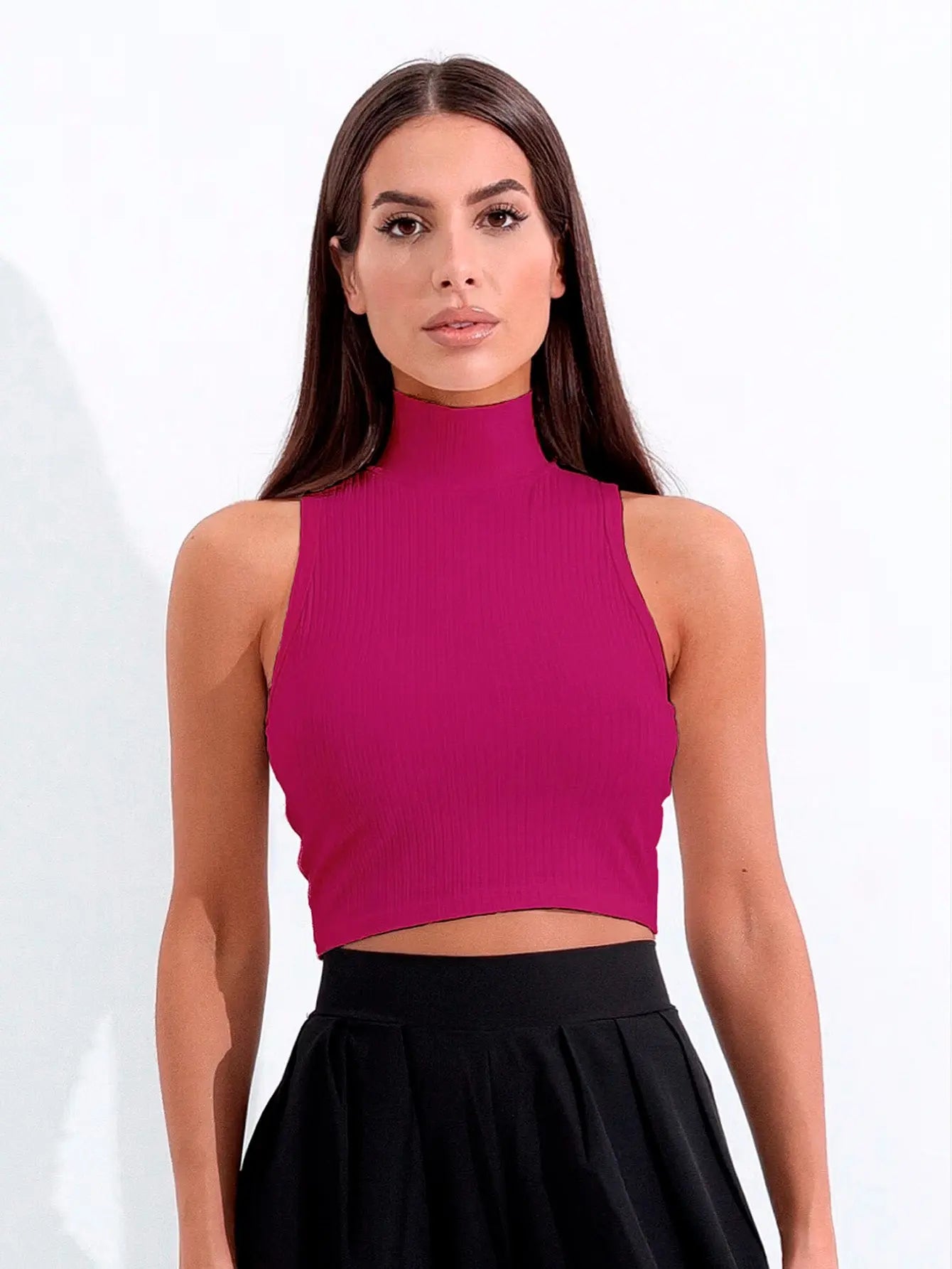 Cropped Regata Canelado Gola Alta