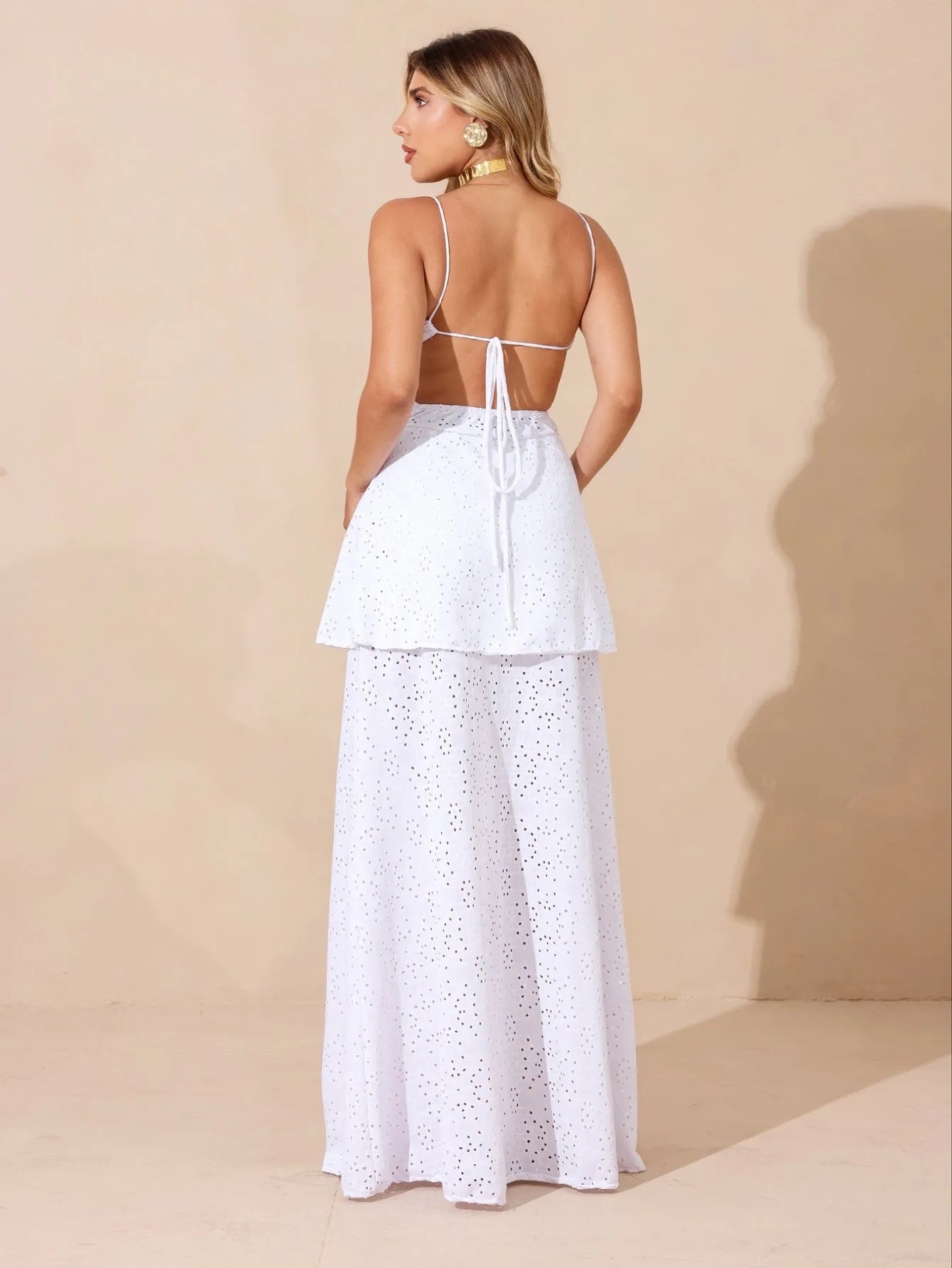 Vestido Longo Malha Laise Decote V