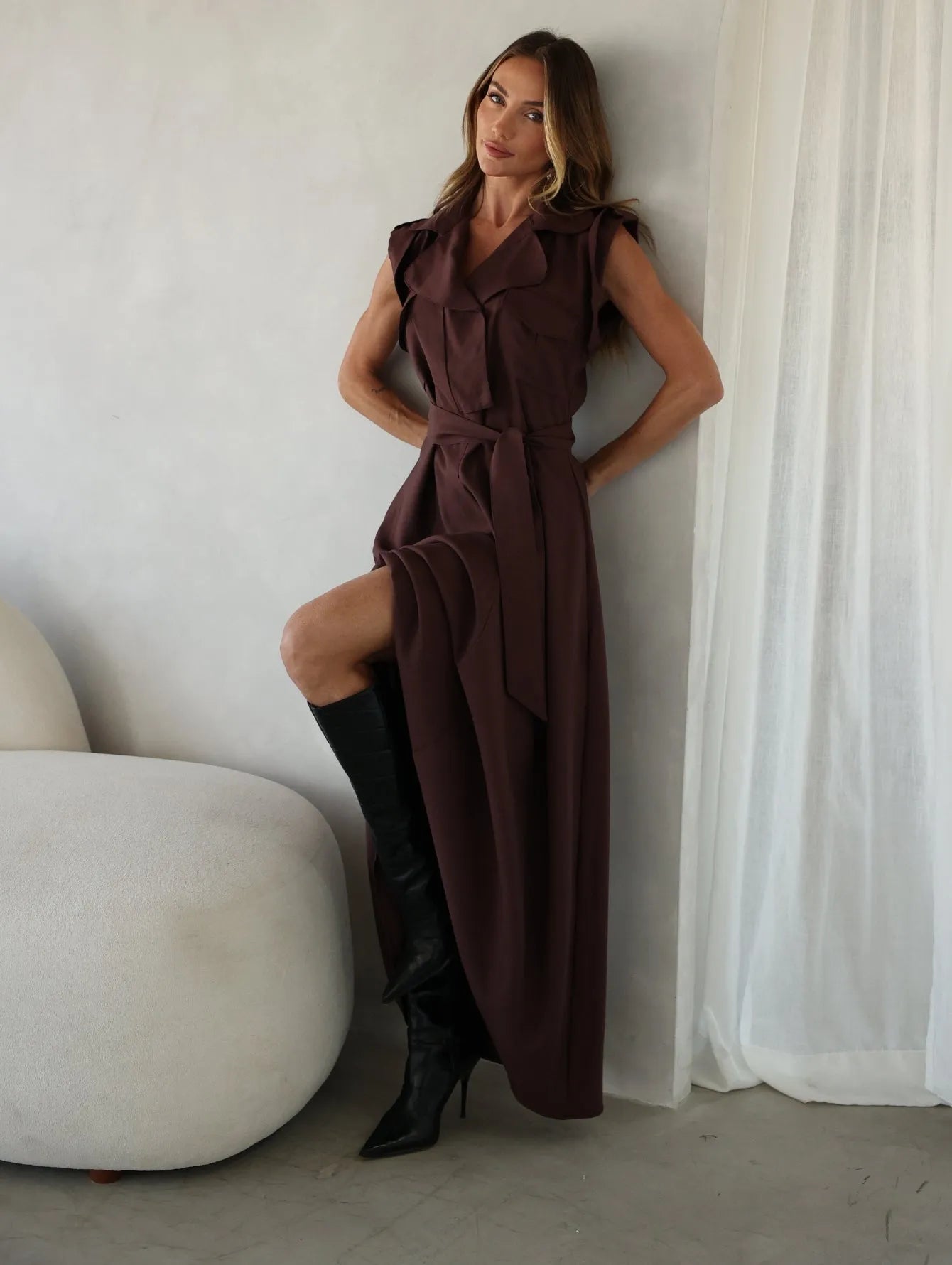 Vestido Longo Alfaiataria Viscose