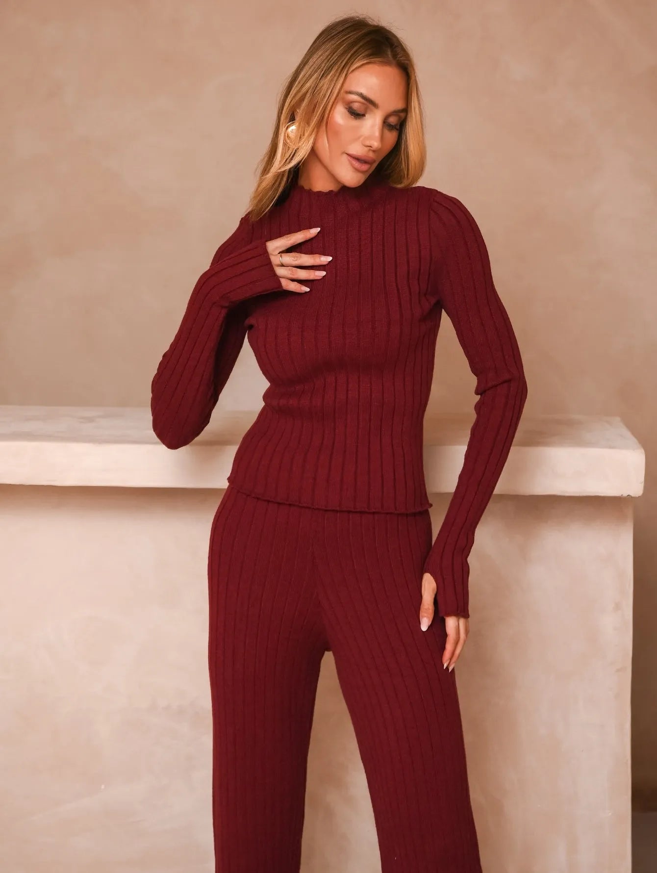 Conjunto Tricot Modal Manga Finger Canelado