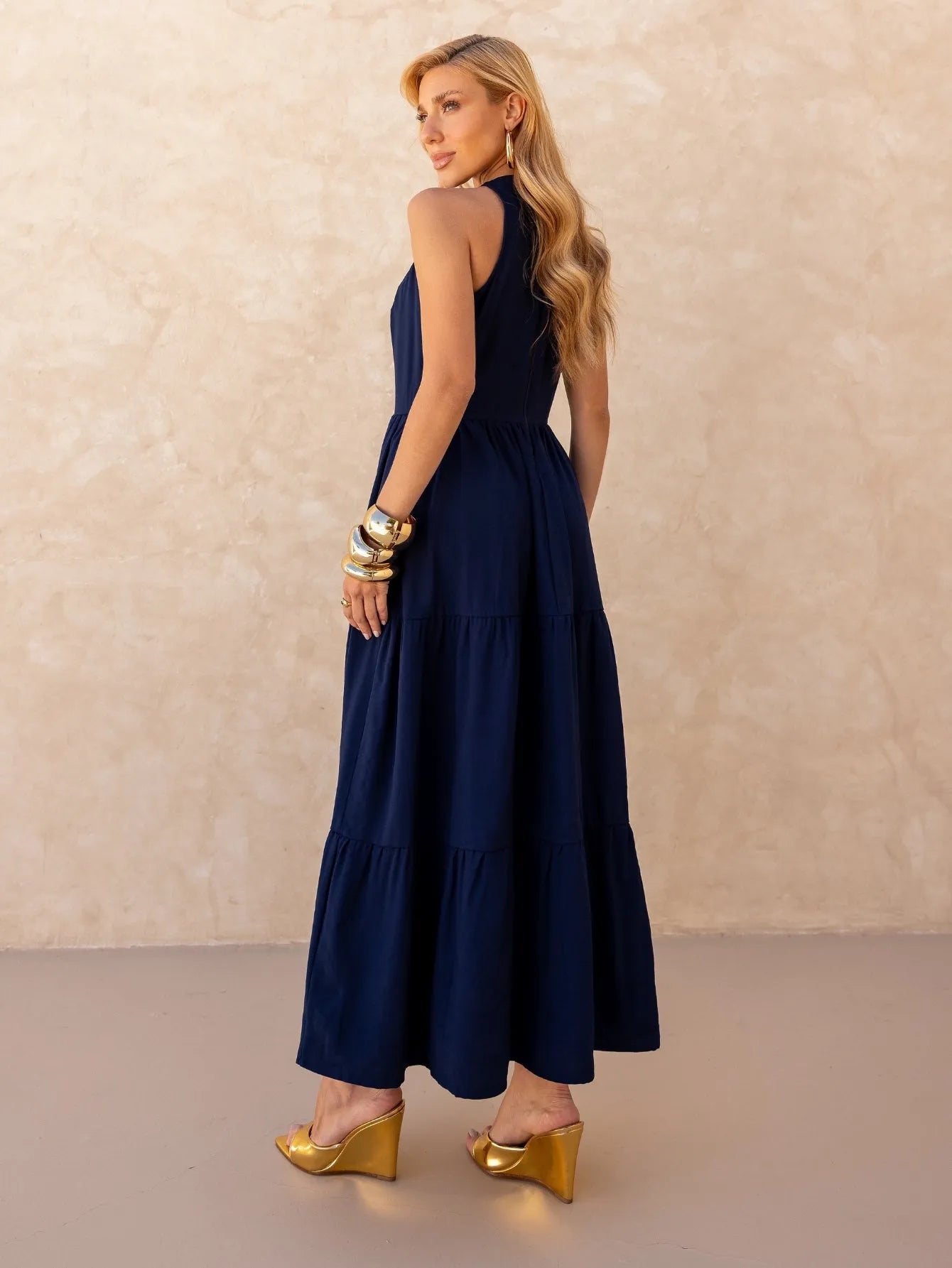 Vestido Longo Alfaiataria Sem Manga