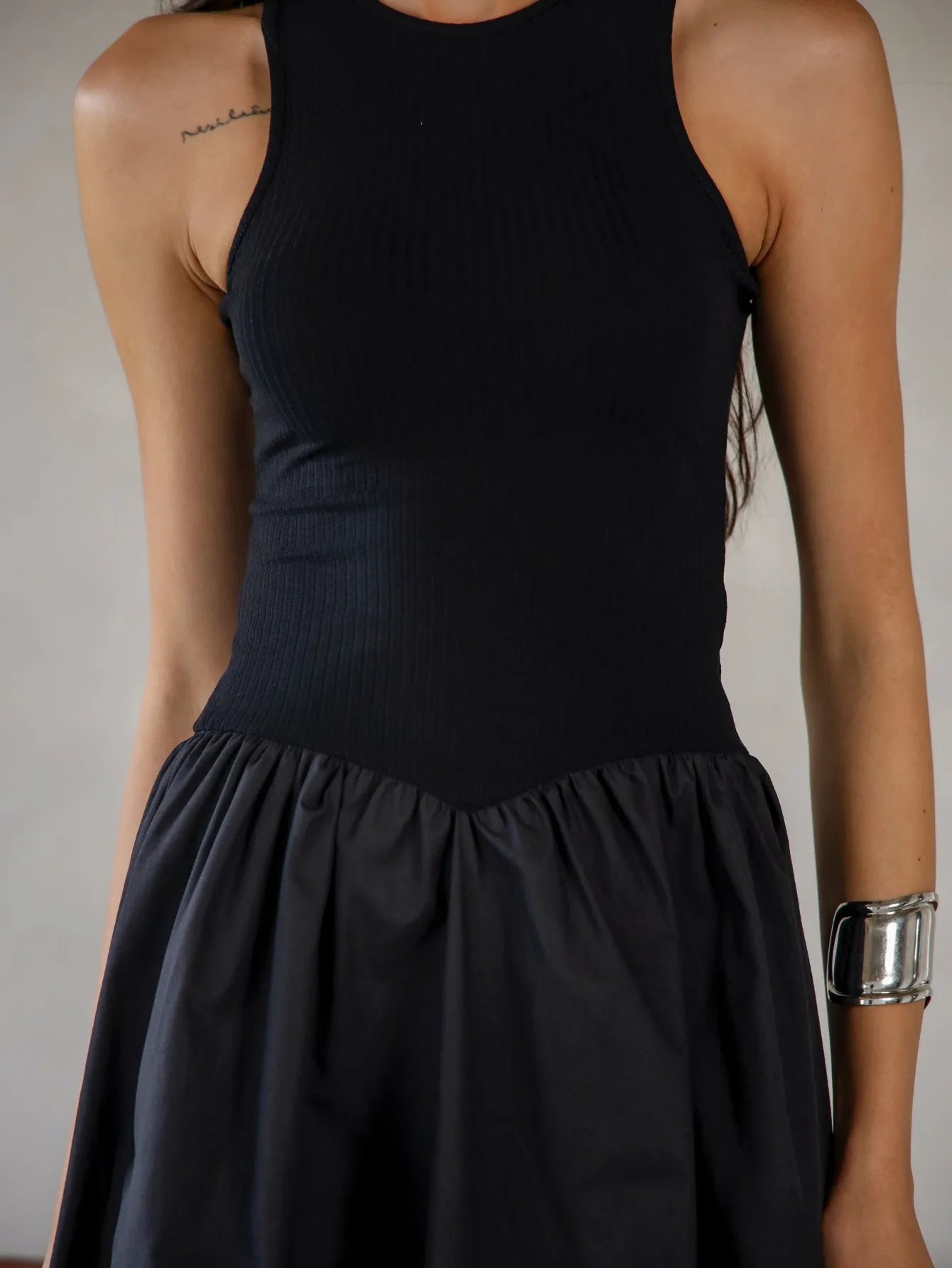 Vestido Curto Evasê Canelado