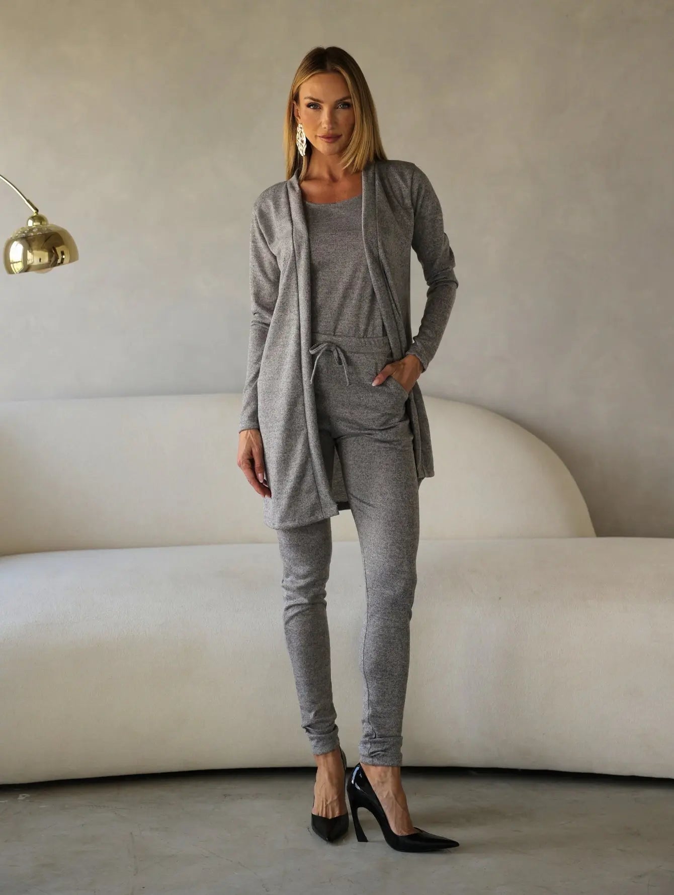 Conjunto Lanzinha Cardigan Regata Calça Slim