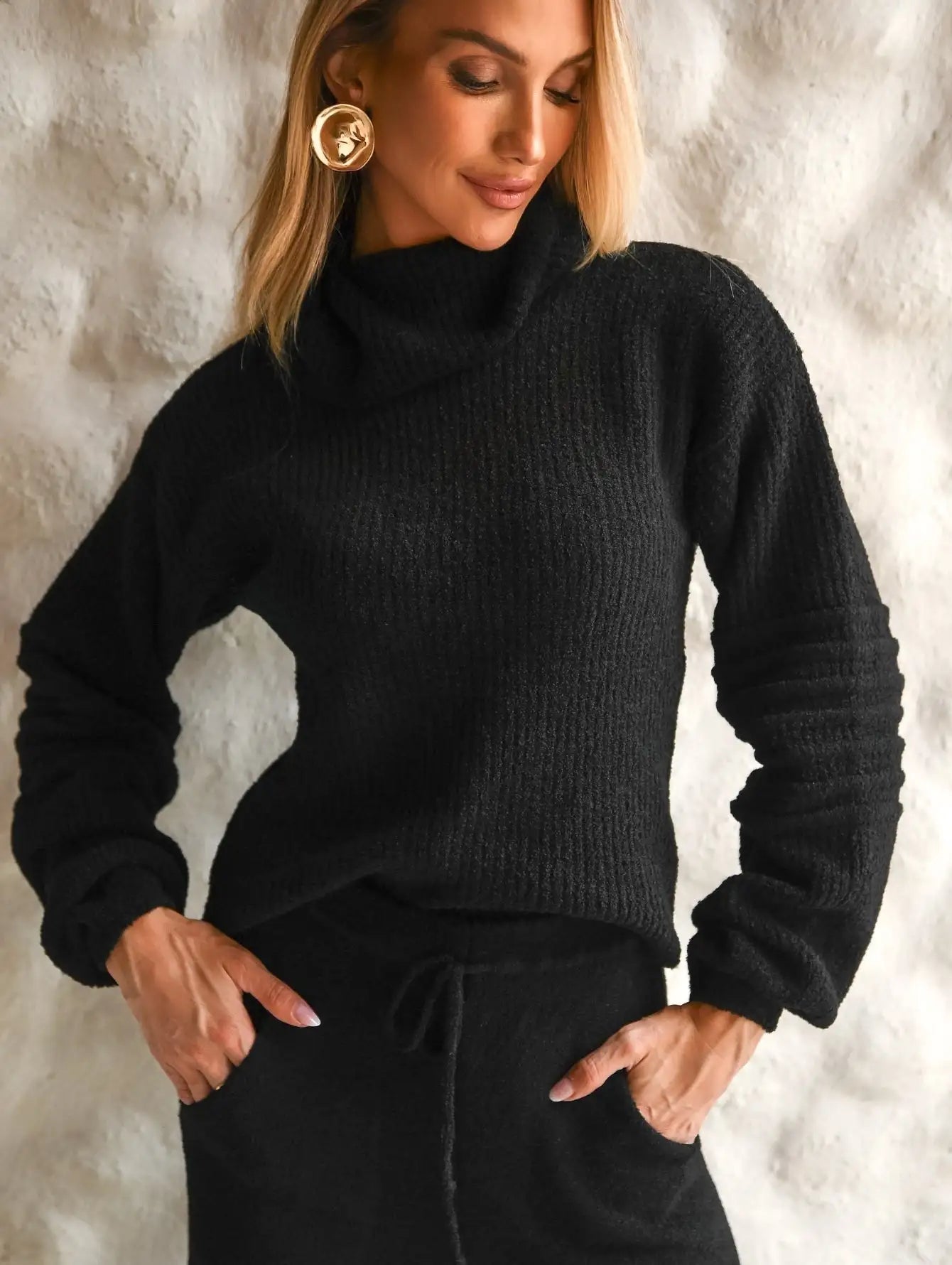 Conjunto Tricot Modal Gola Alta Calça