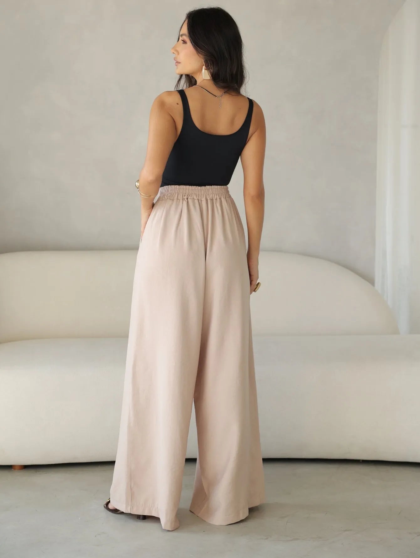 Calça Pantalona Alfaiataria Cintura Alta