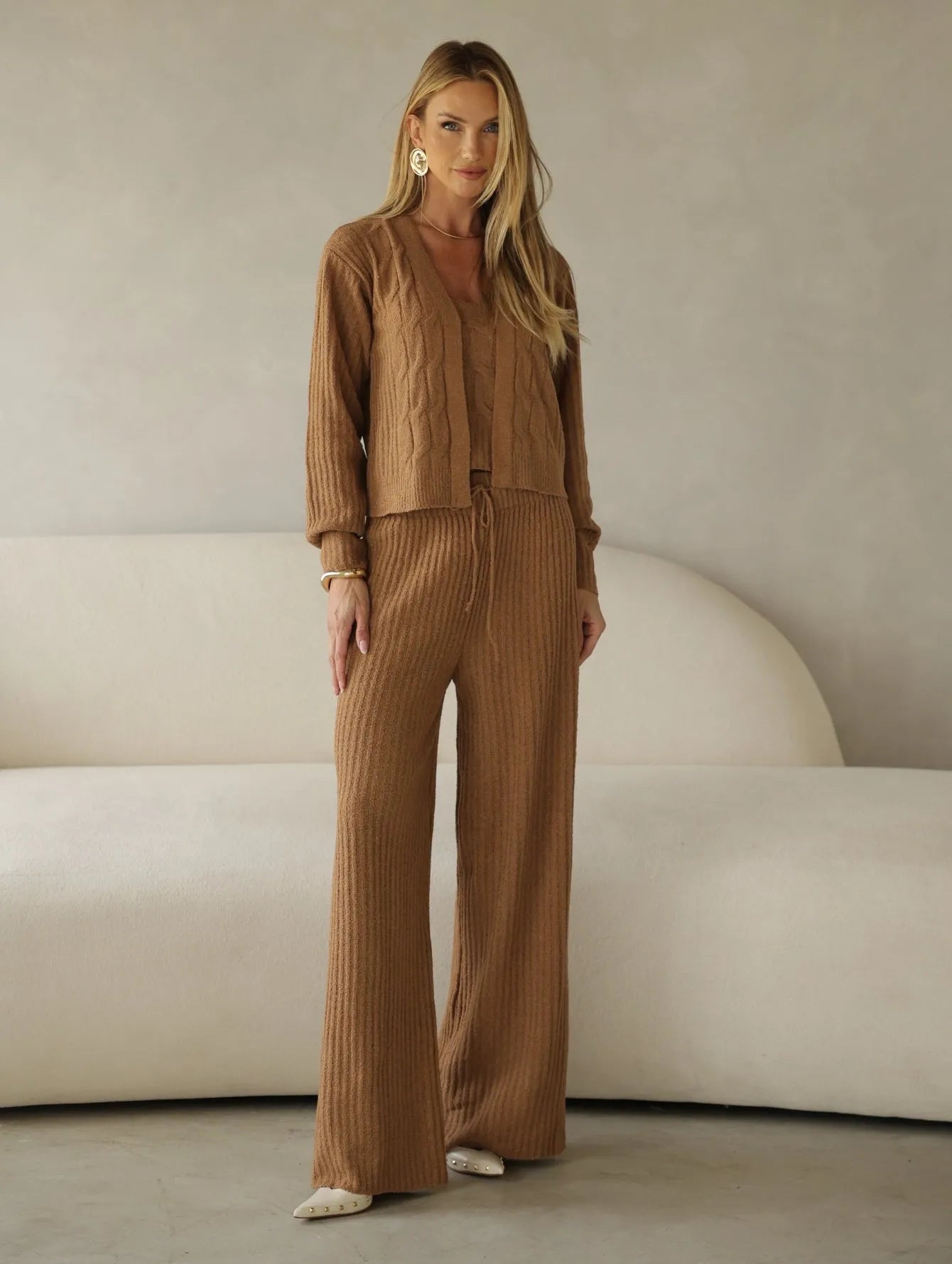 Conjunto Tricot Modal Cardigan Regata Calça