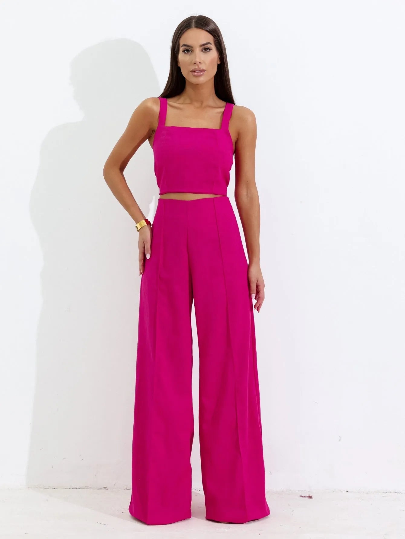 Conjunto Linho Wide Leg Cropped Alças