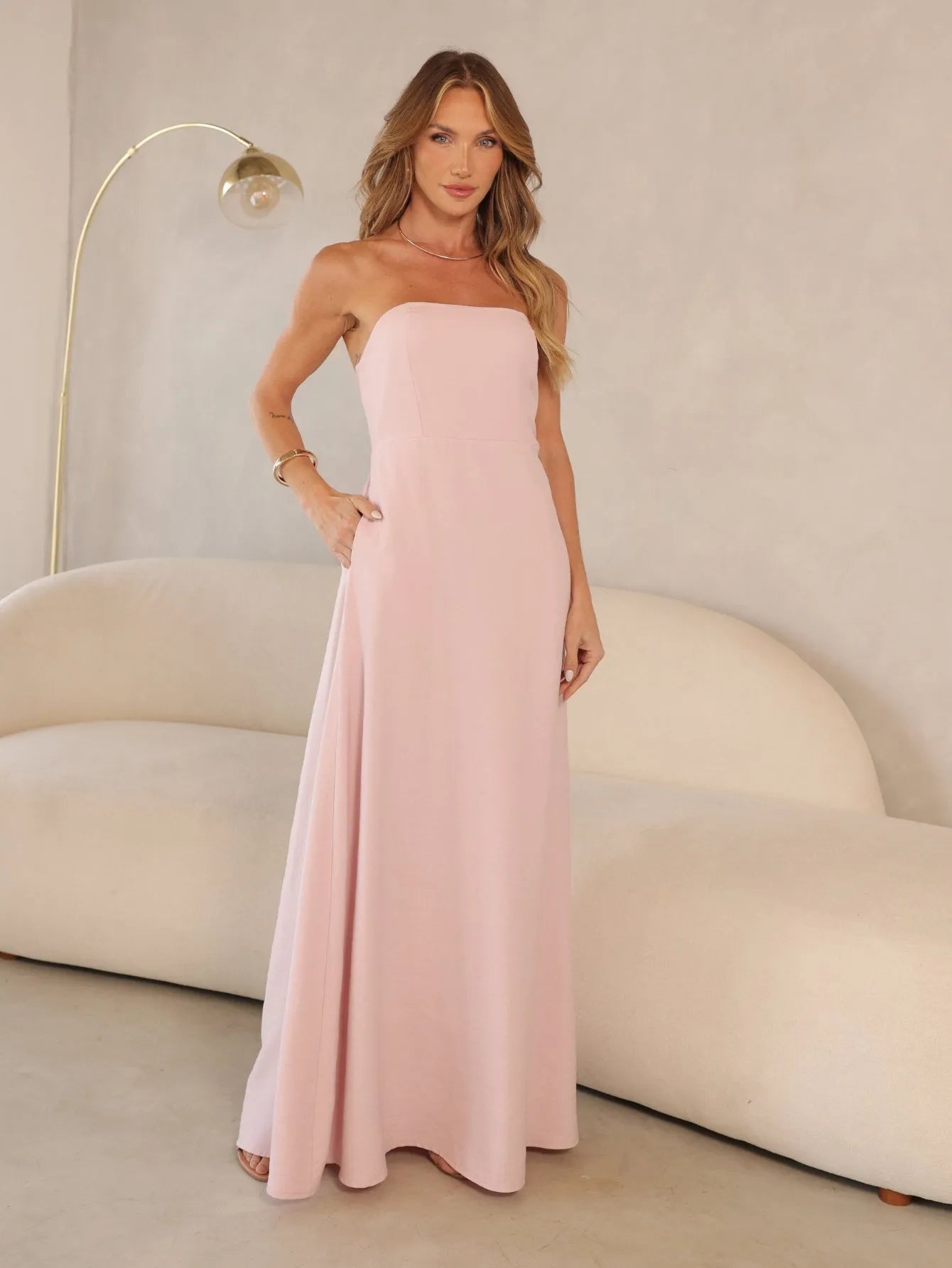 Vestido Longo Alfaiataria Tomara Que Caia
