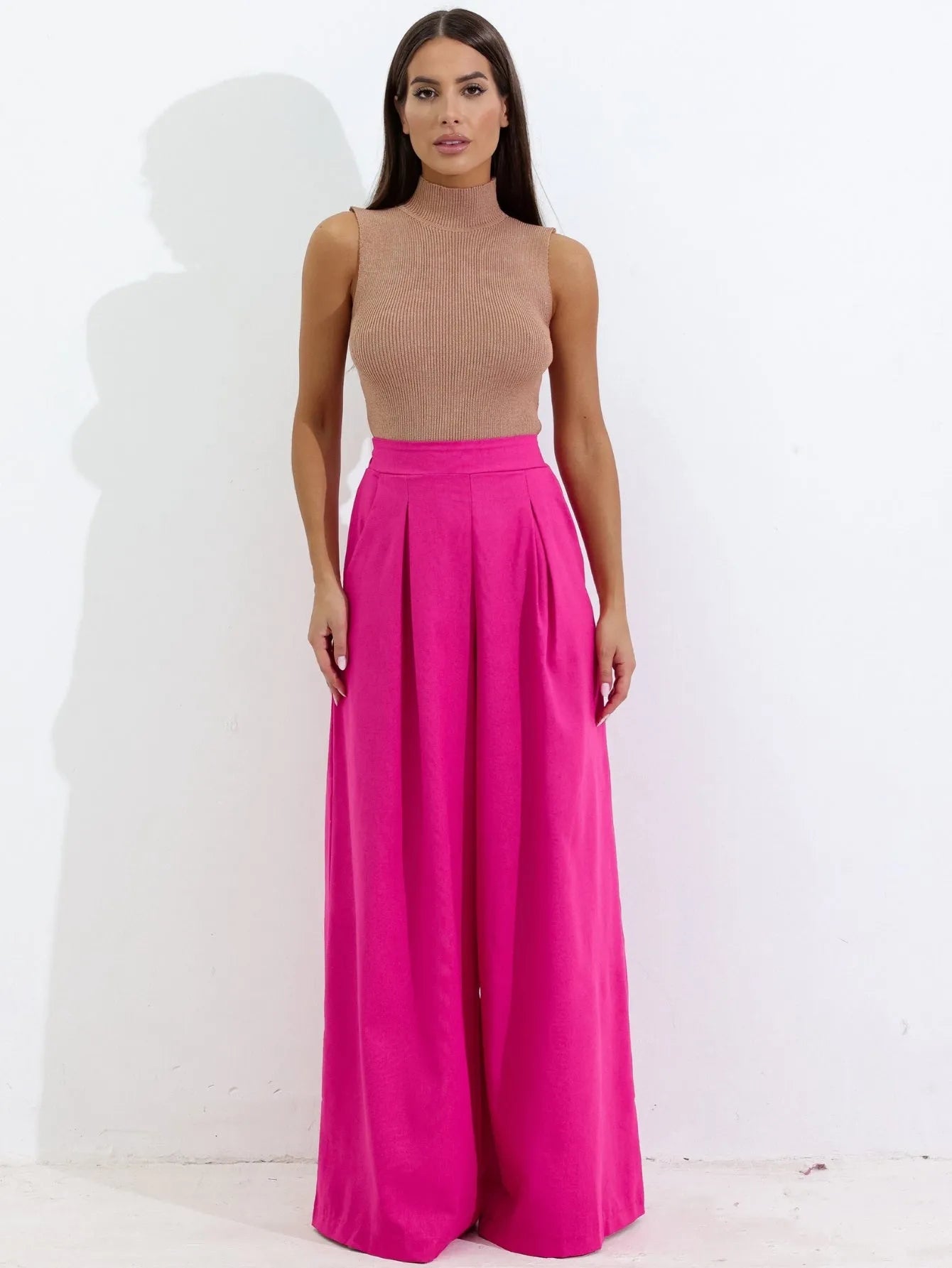 Calça Pantalona Linho Cintura Alta