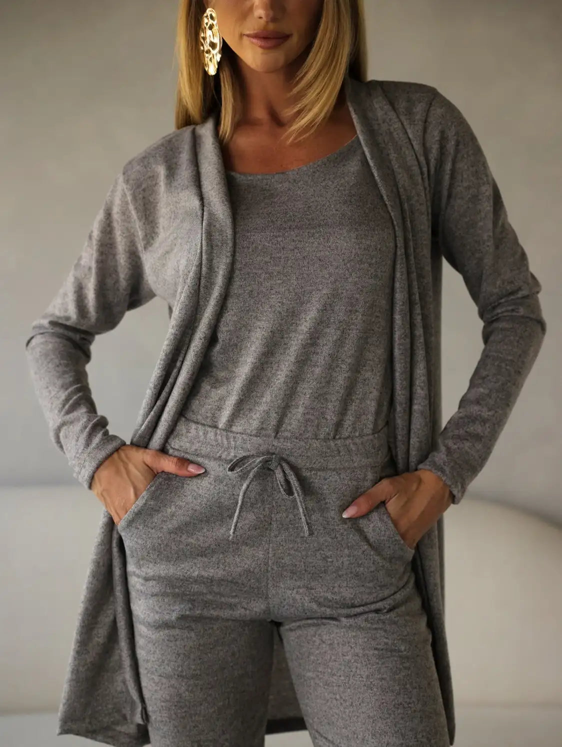 Conjunto Lanzinha Cardigan Regata Calça Slim