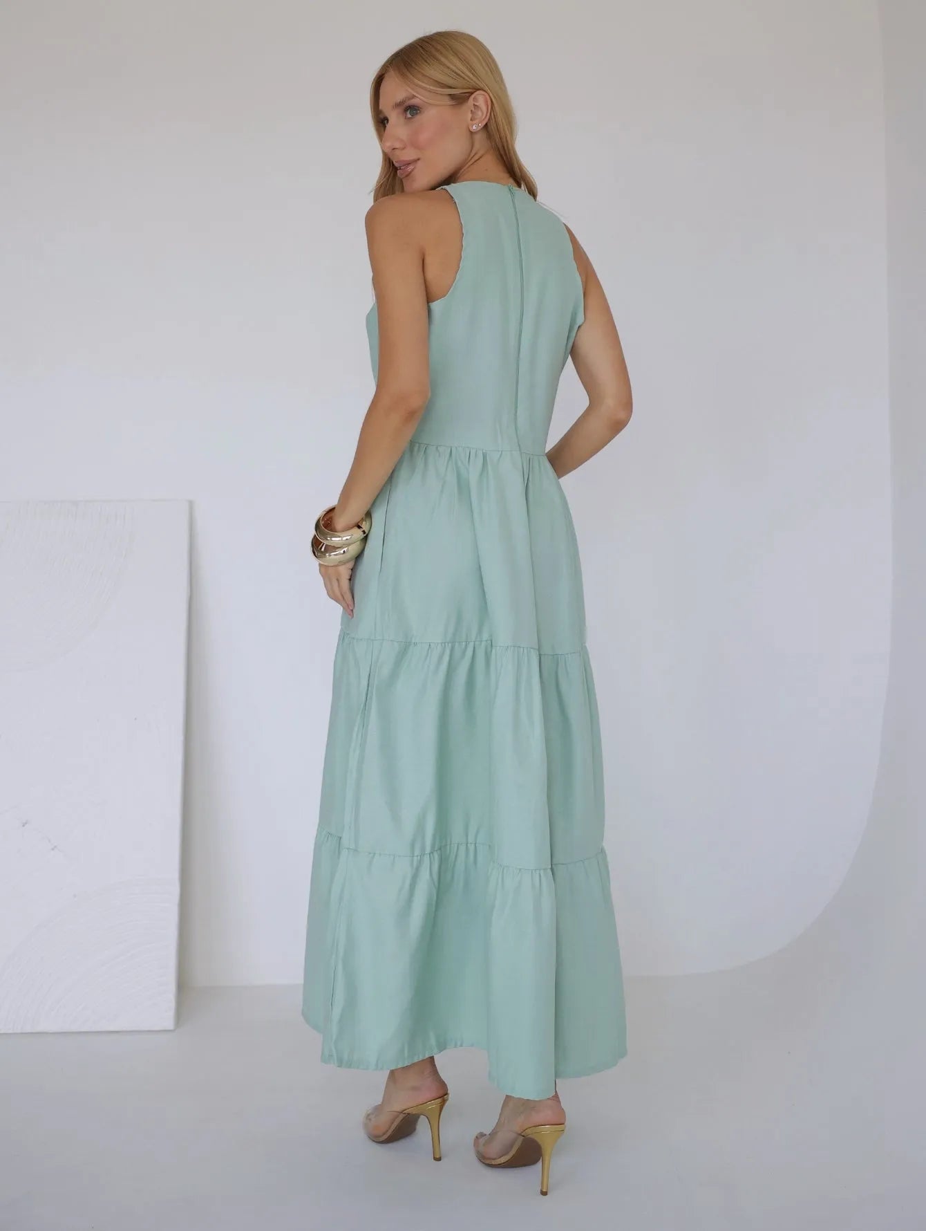 Vestido Longo Alfaiataria Sem Manga