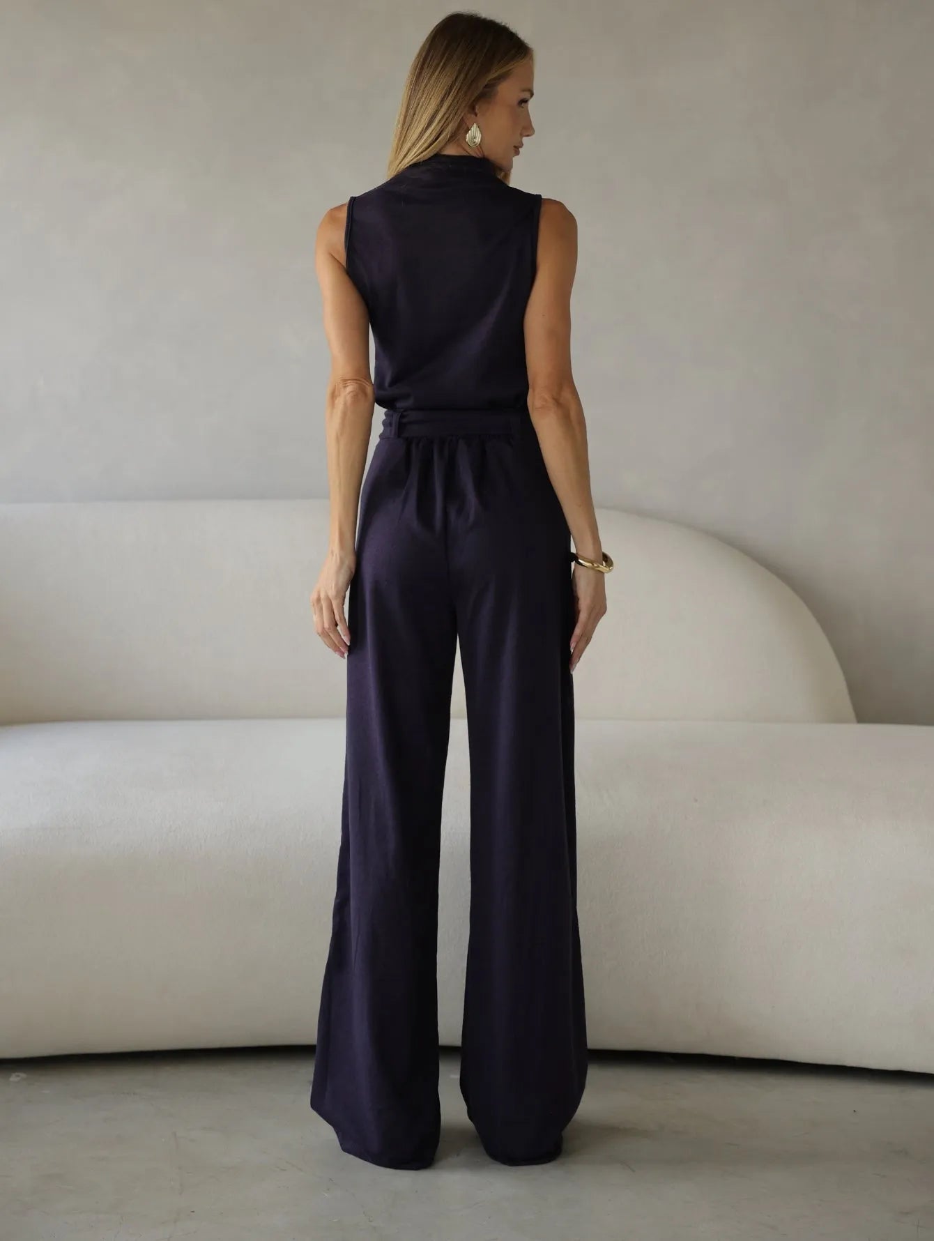 Conjunto Lanzinha Pantalona Gola Alta Cinto