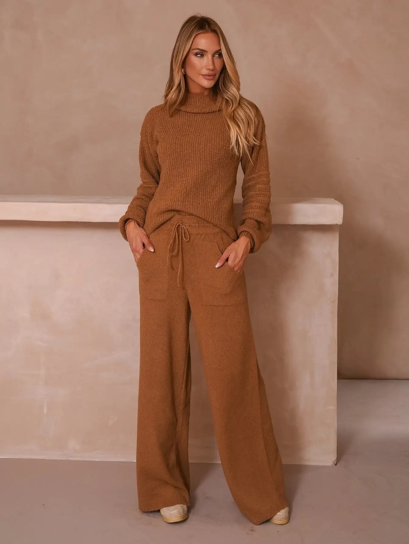 Conjunto Tricot Modal Gola Alta Calça
