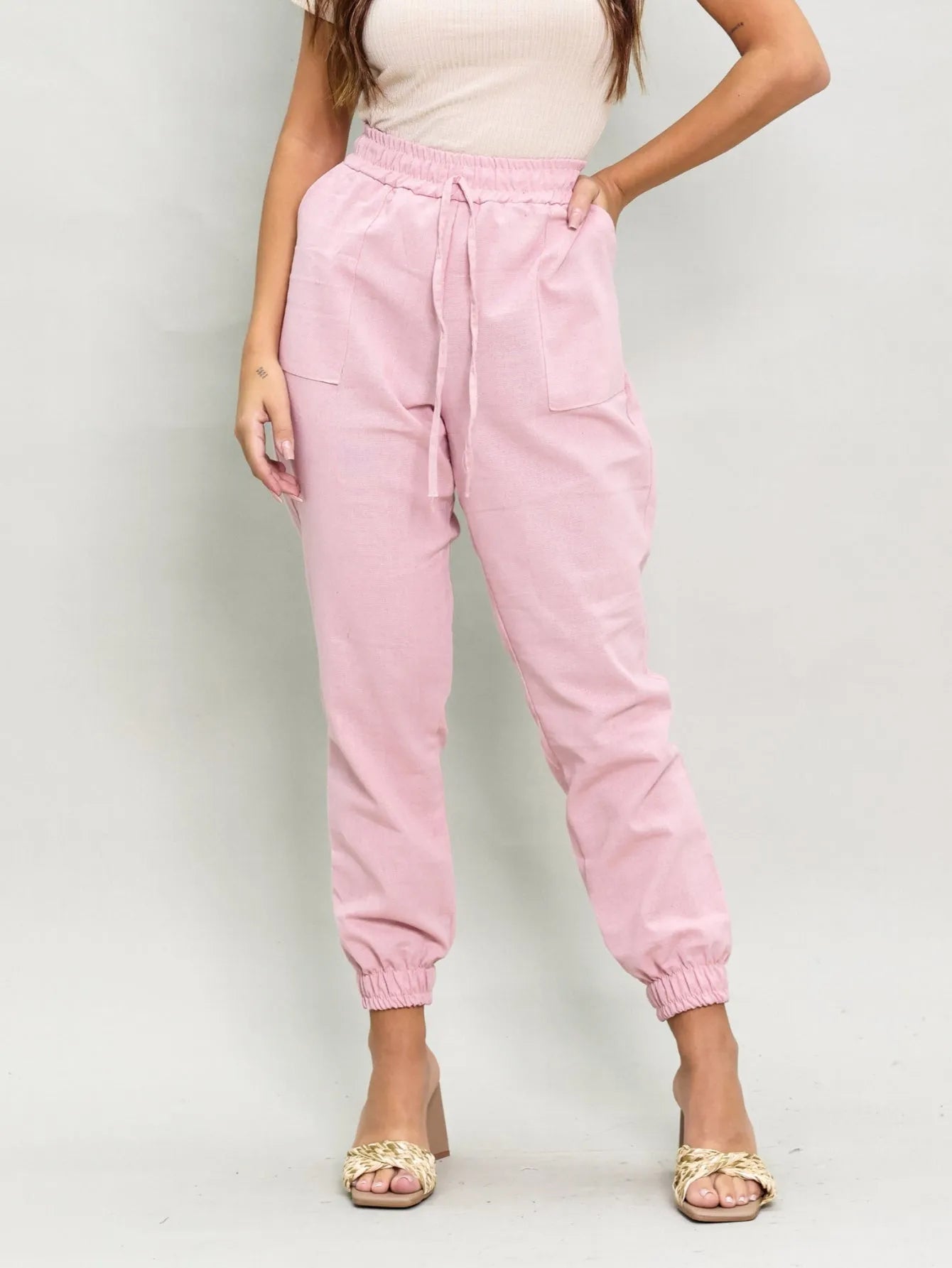 Calça Jogger Linho Cintura Confortável