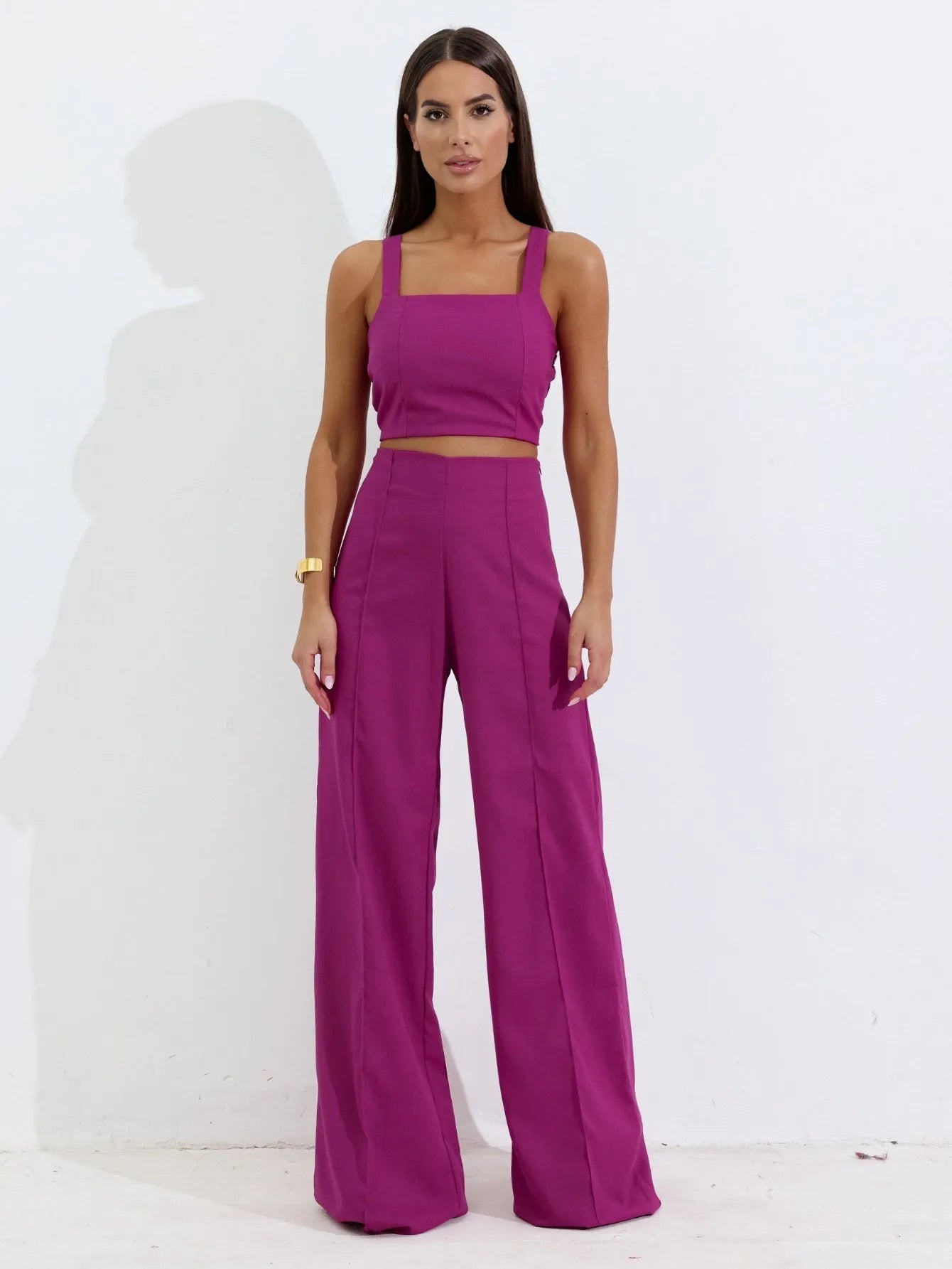 Conjunto Linho Wide Leg Cropped Alças