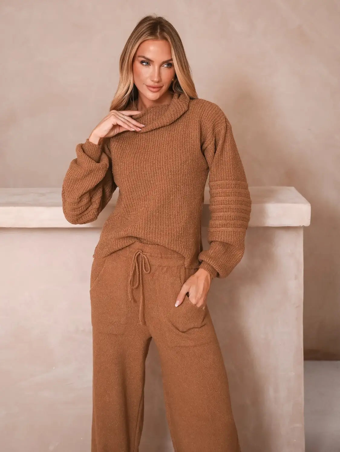 Conjunto Tricot Modal Gola Alta Calça