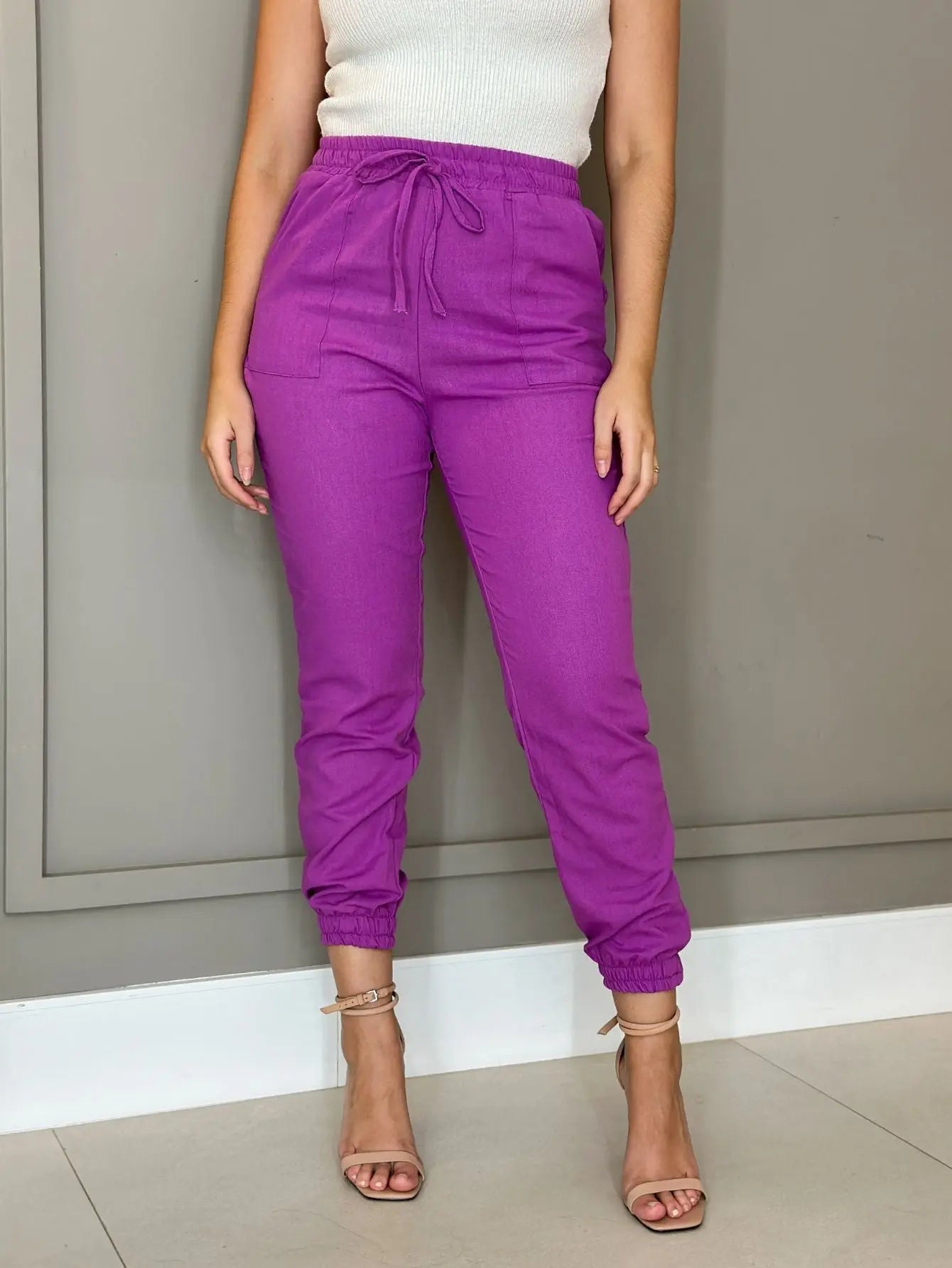 Calça Jogger Linho Cintura Confortável