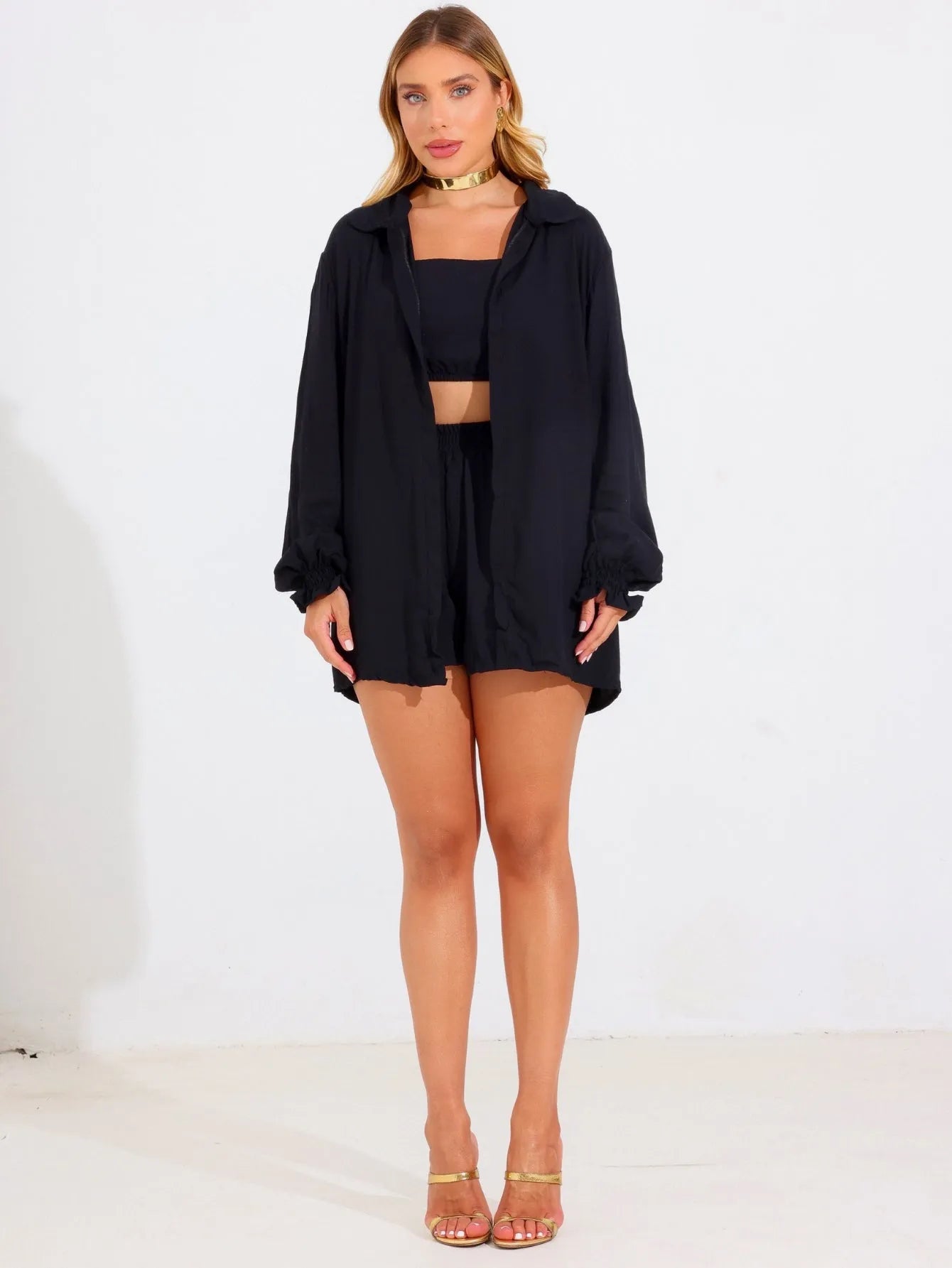 Conjunto Twill Cropped Short Kimono