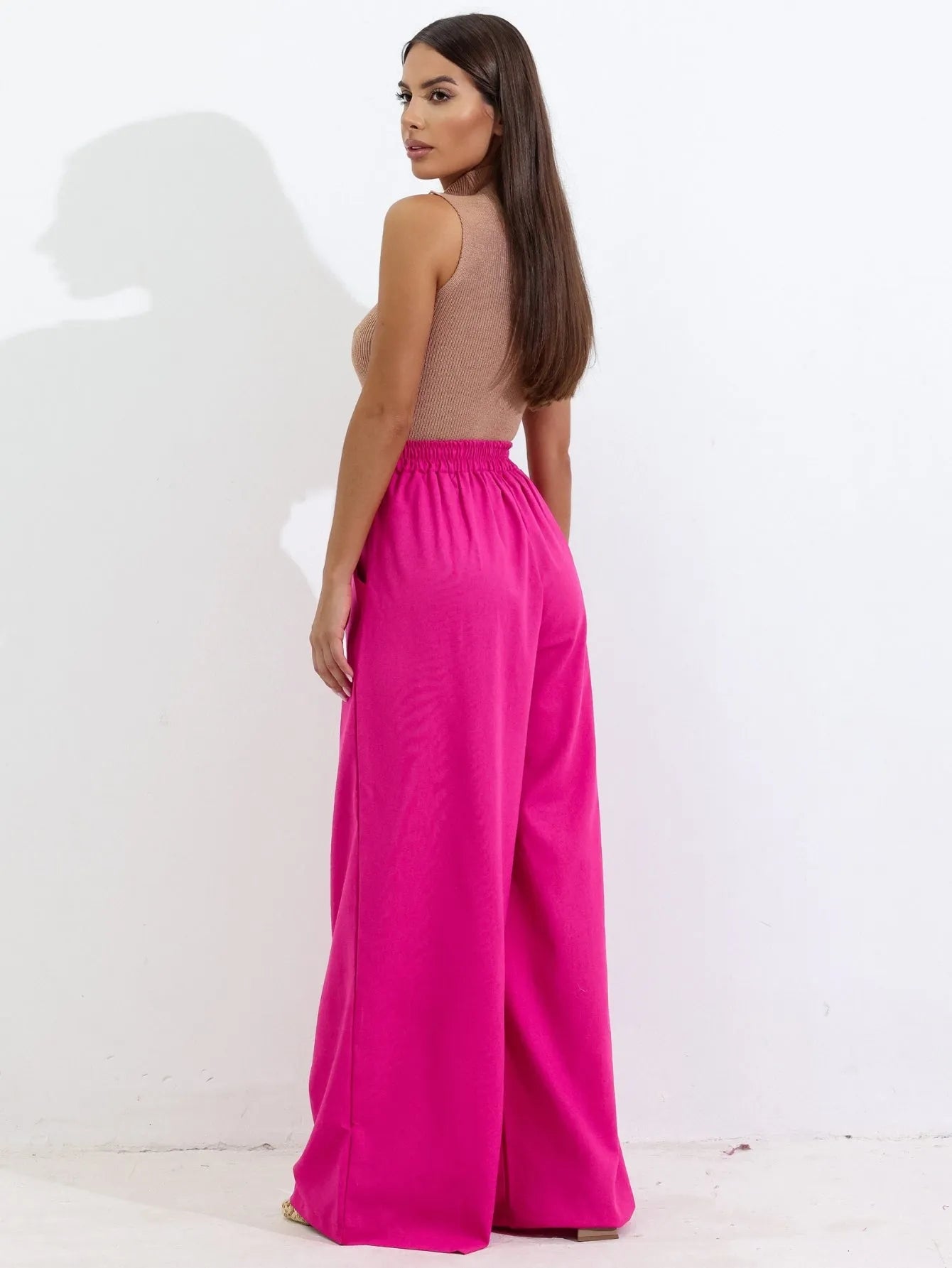Calça Pantalona Linho Cintura Alta
