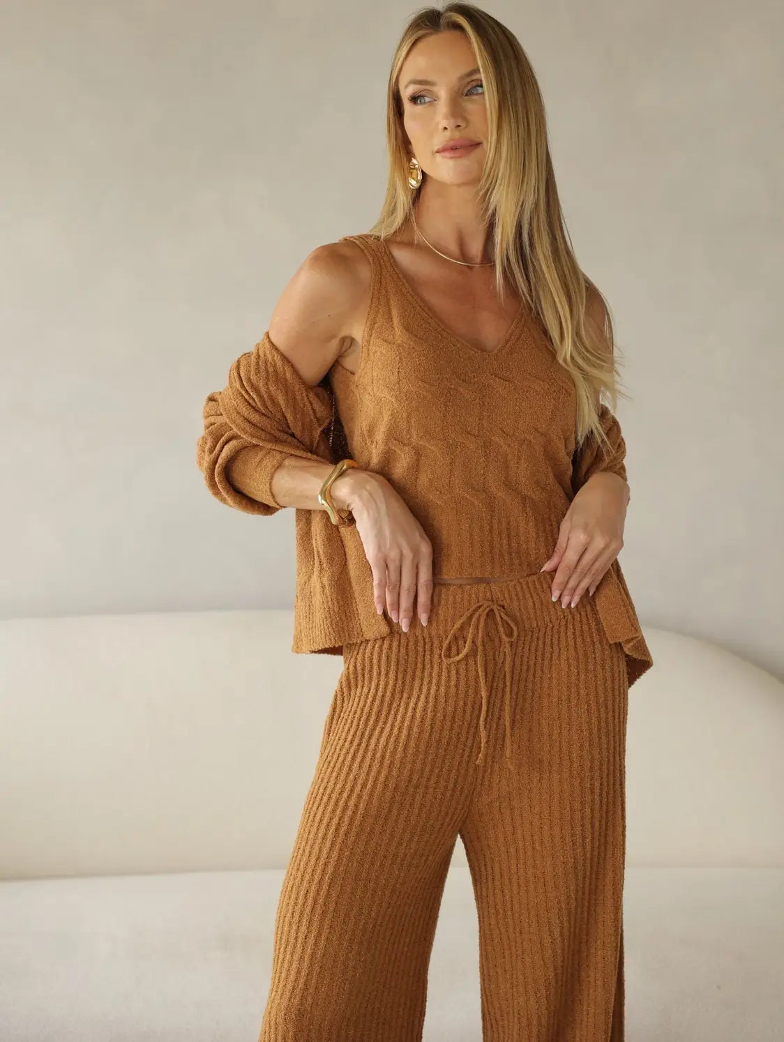 Conjunto Tricot Modal Cardigan Regata Calça