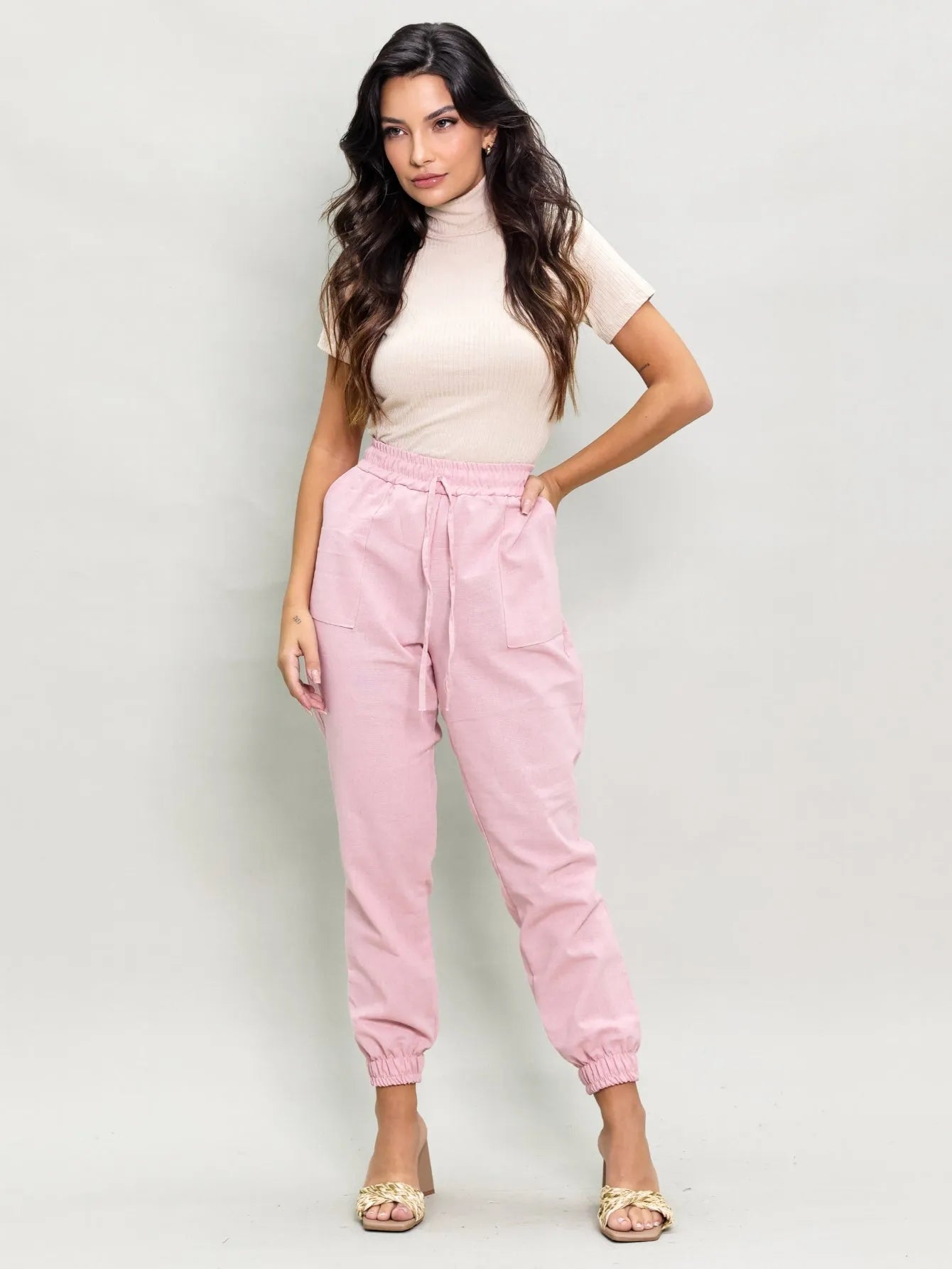 Calça Jogger Linho Cintura Confortável