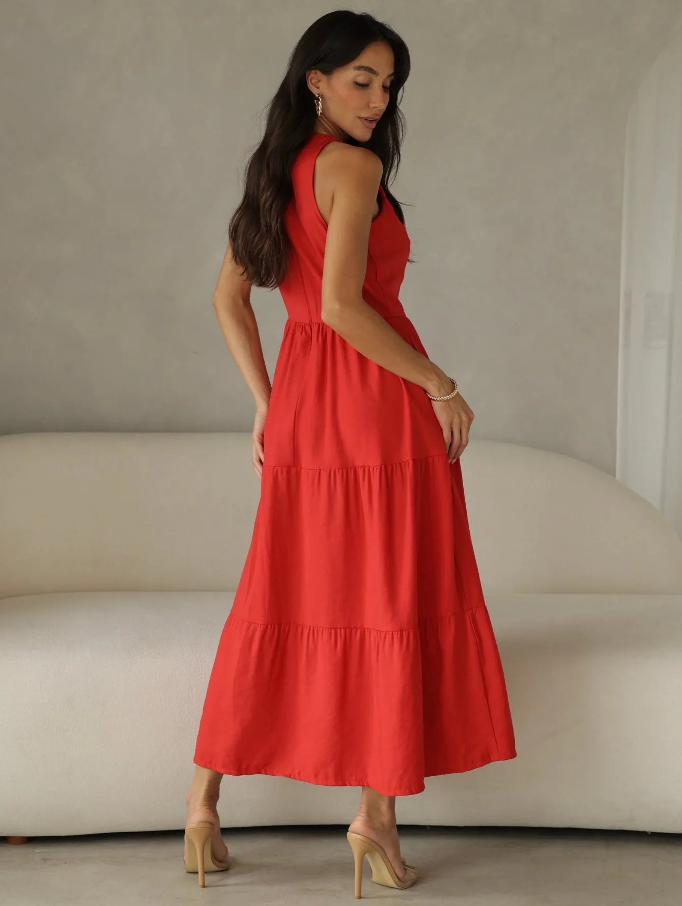 Vestido Longo Alfaiataria Sem Manga