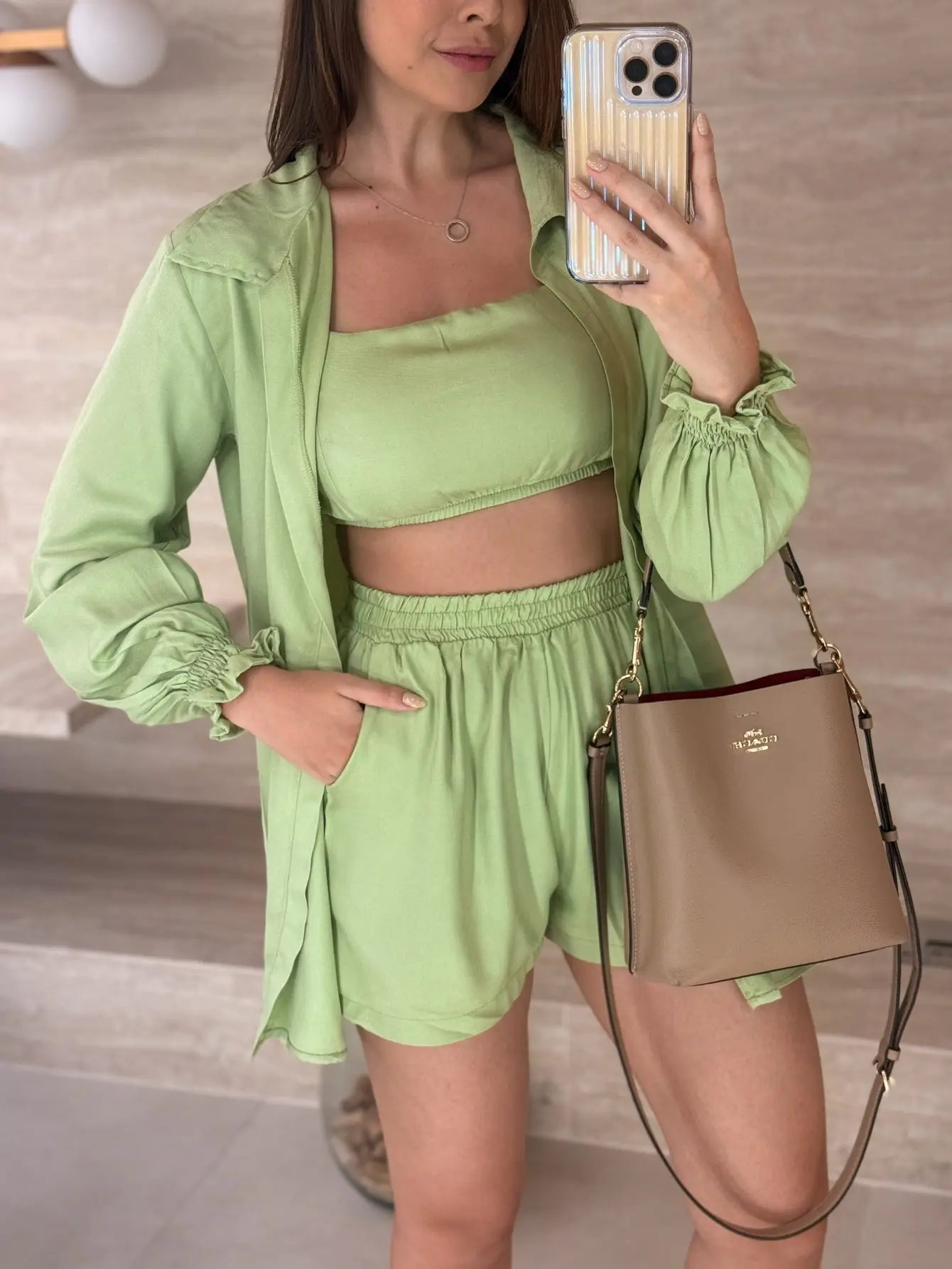 Conjunto Twill Cropped Short Kimono