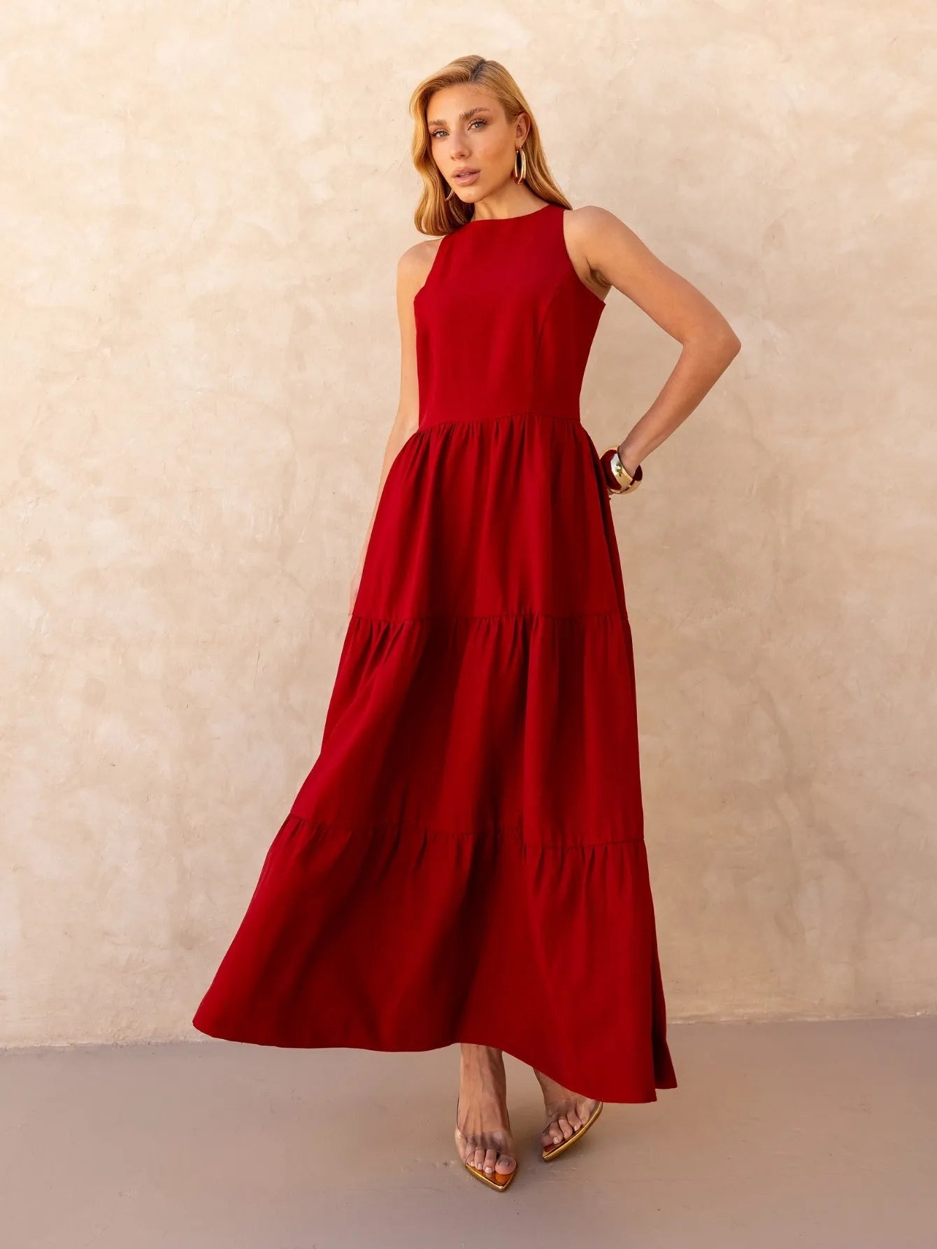 Vestido Longo Alfaiataria Sem Manga