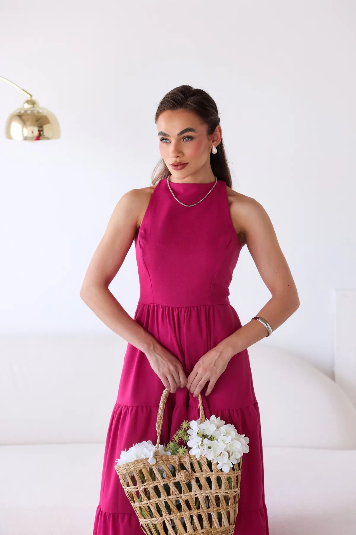 Vestido Longo Linho Sem Manga