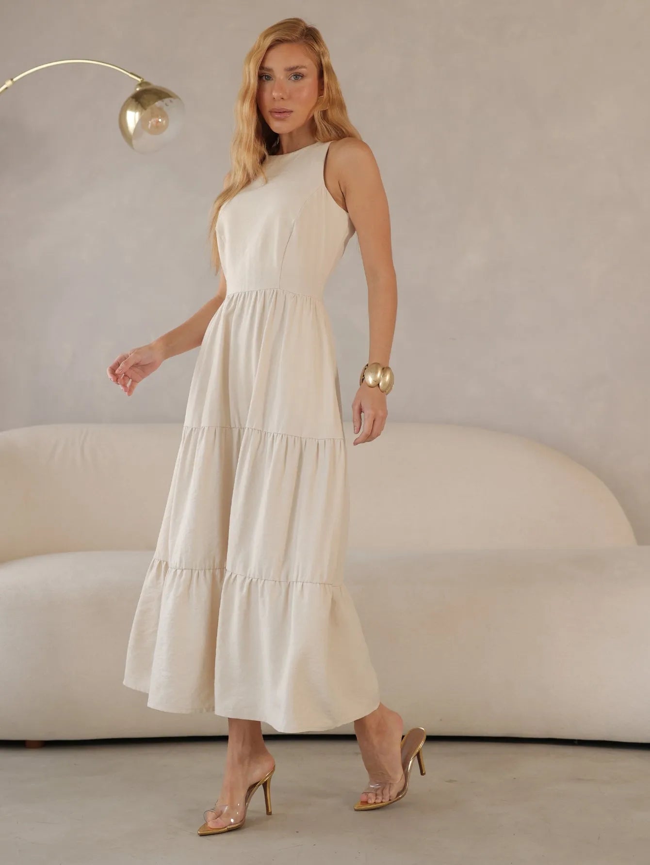 Vestido Longo Alfaiataria Sem Manga