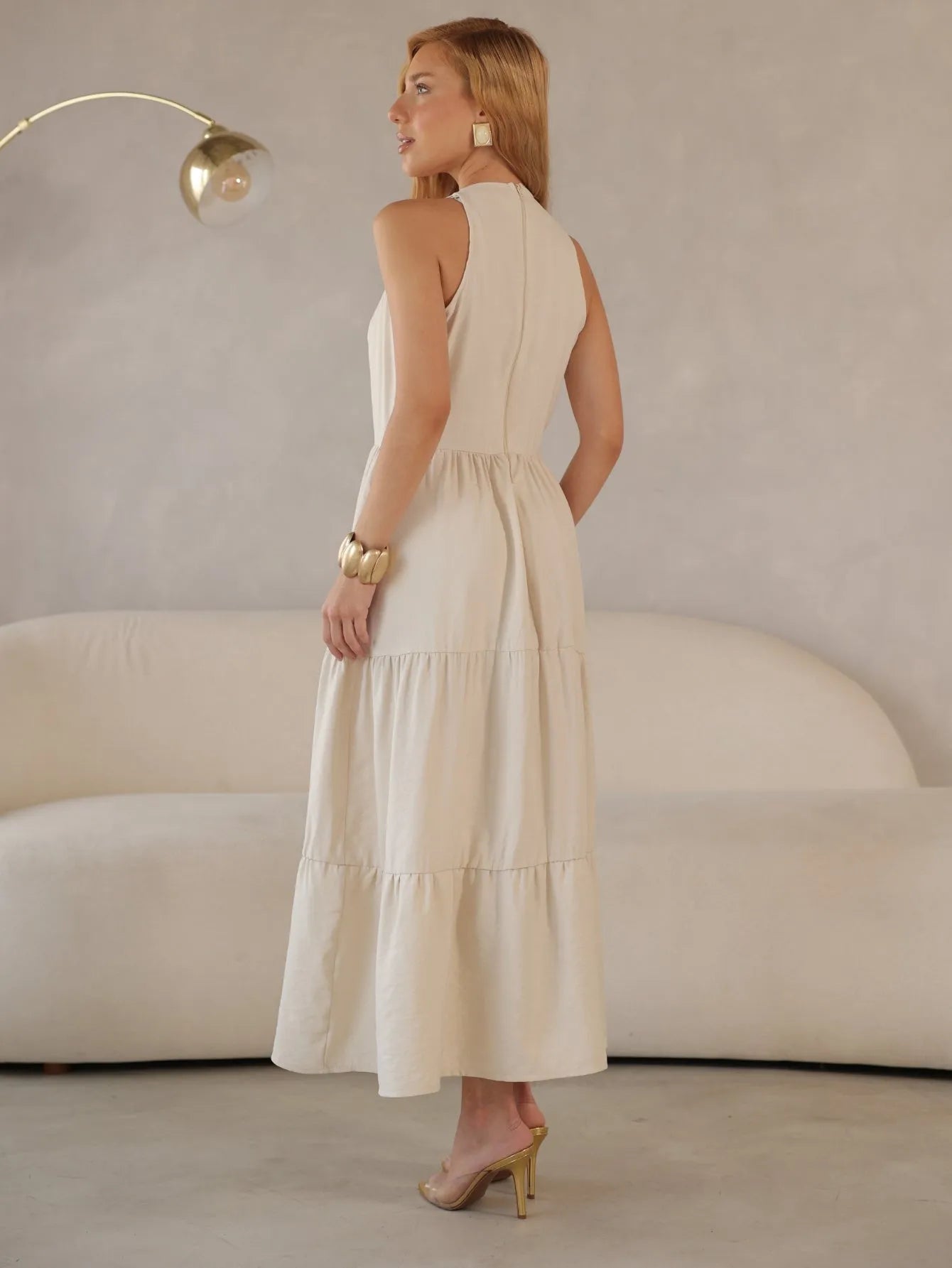 Vestido Longo Alfaiataria Sem Manga