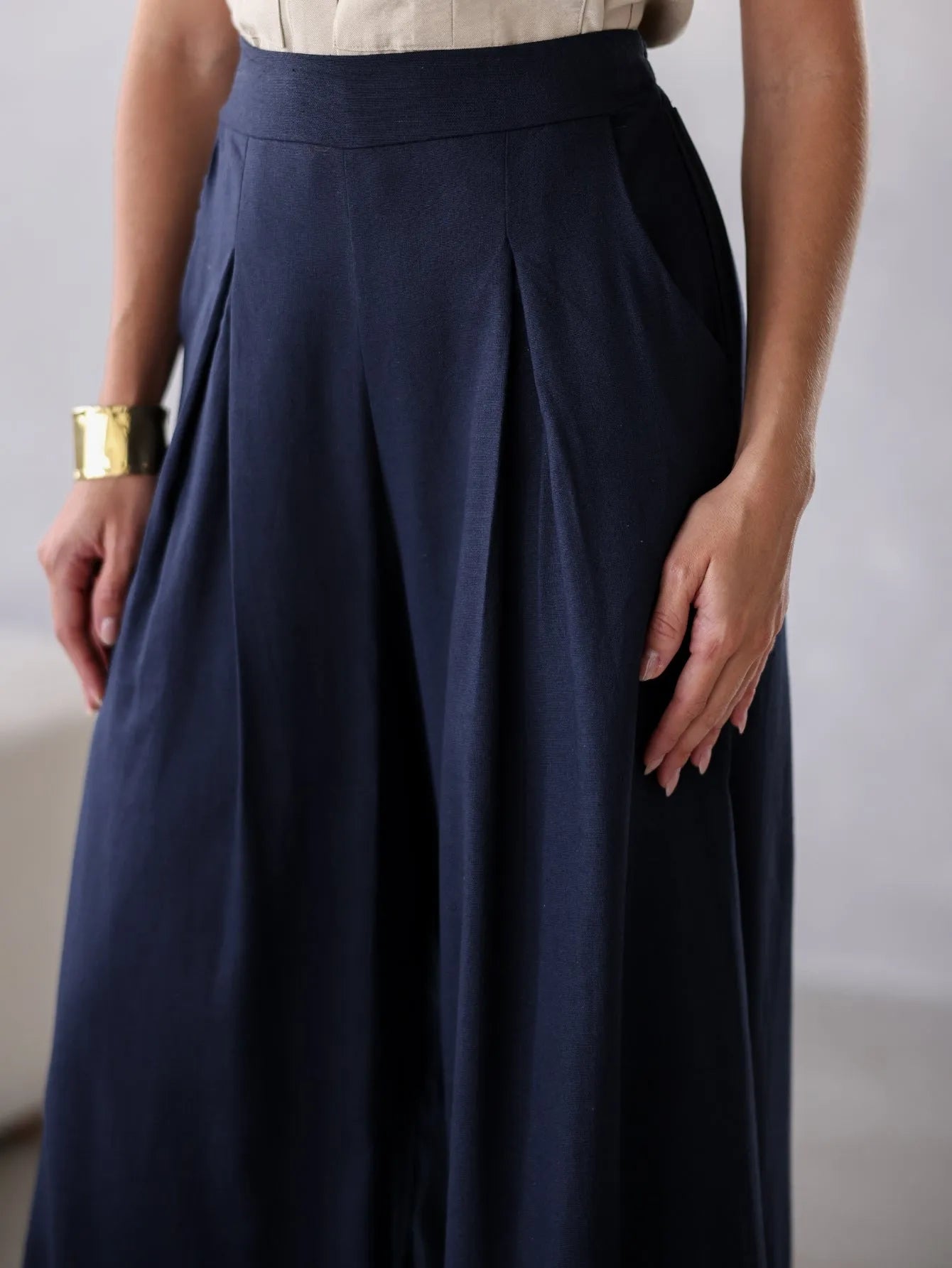 Calça Pantalona Alfaiataria Cintura Alta