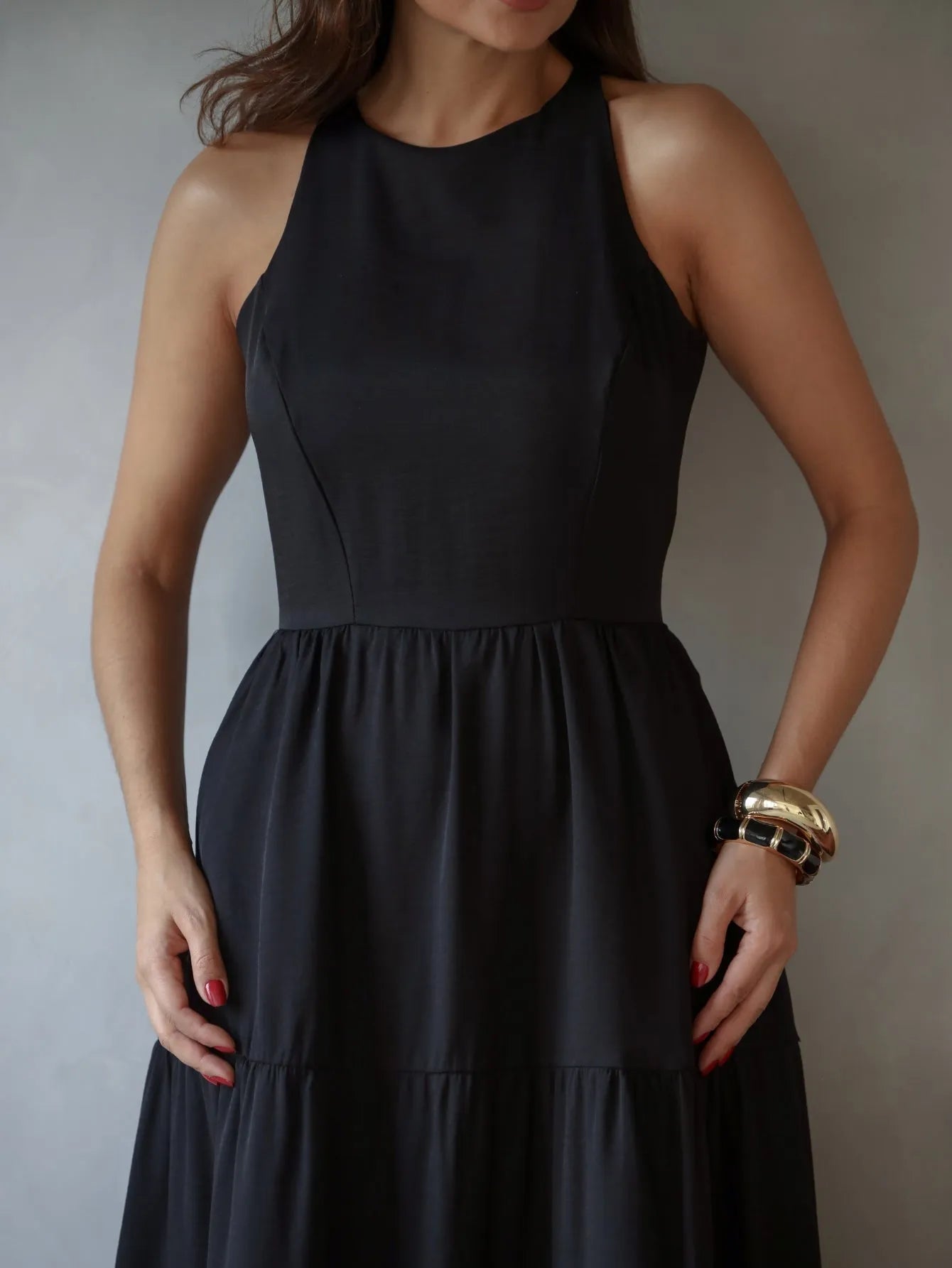 Vestido Longo Alfaiataria Sem Manga