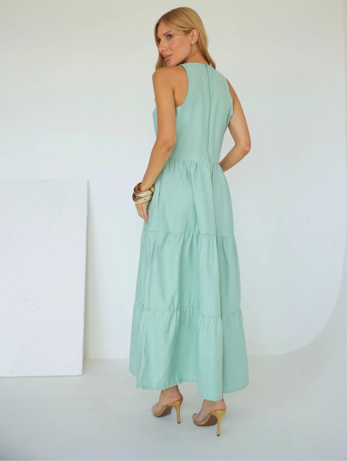 Vestido Longo Linho Sem Manga