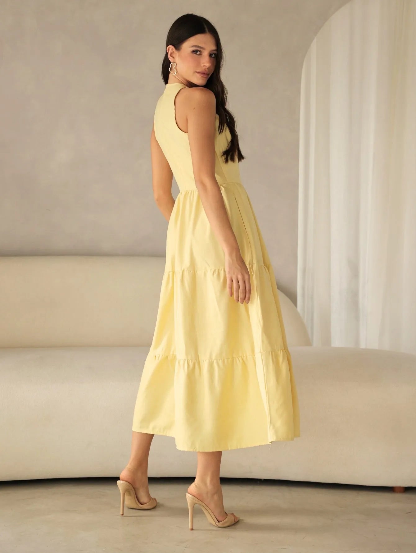 Vestido Longo Alfaiataria Sem Manga