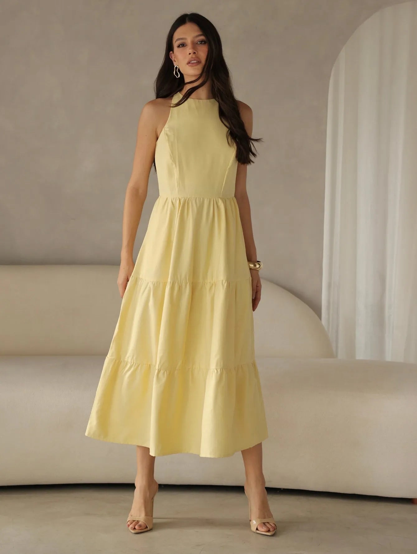 Vestido Longo Alfaiataria Sem Manga