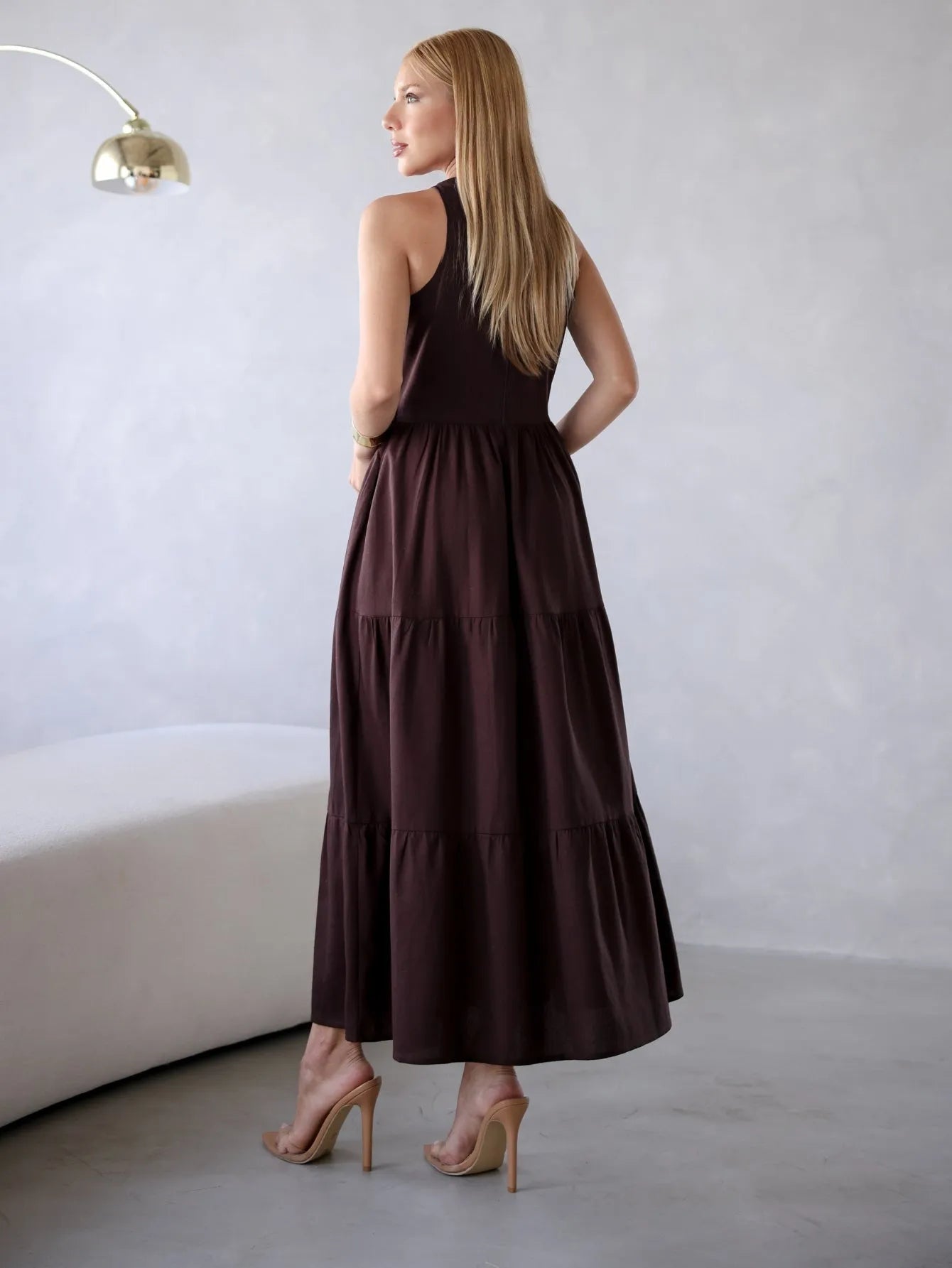 Vestido Longo Alfaiataria Sem Manga