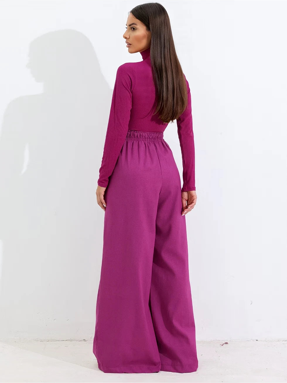 Calça Pantalona Cintura Alta com Elástico Elegante - SANTALUX - 121