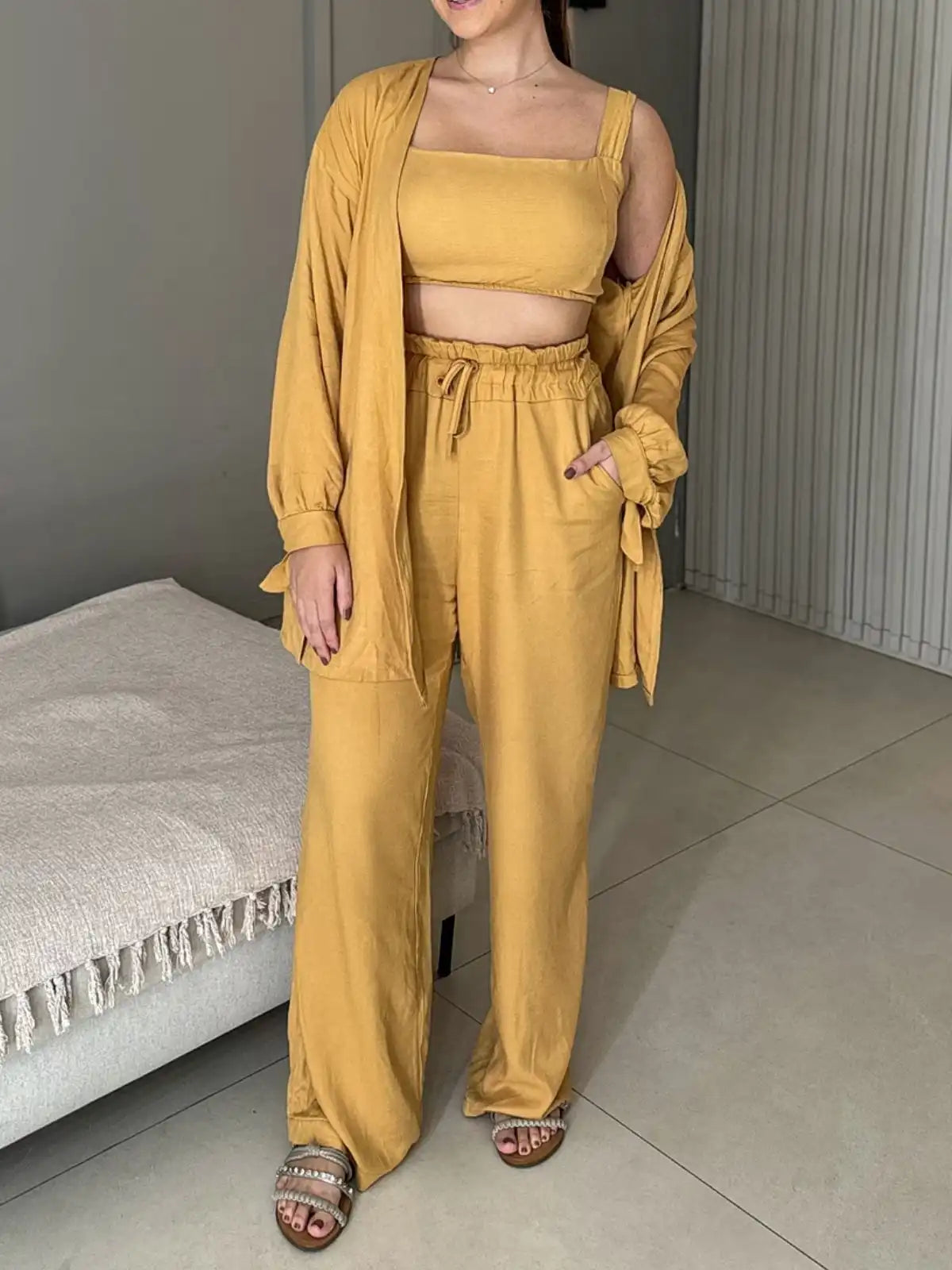 Conjunto Feminino Wide Leg com Kimono - SANTALUX - 145