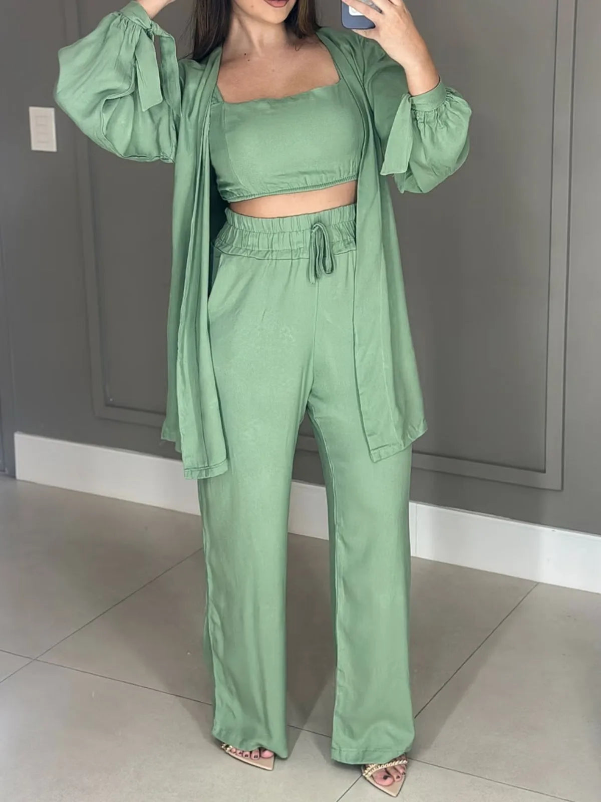 Conjunto Feminino Wide Leg com Kimono - SANTALUX - 145