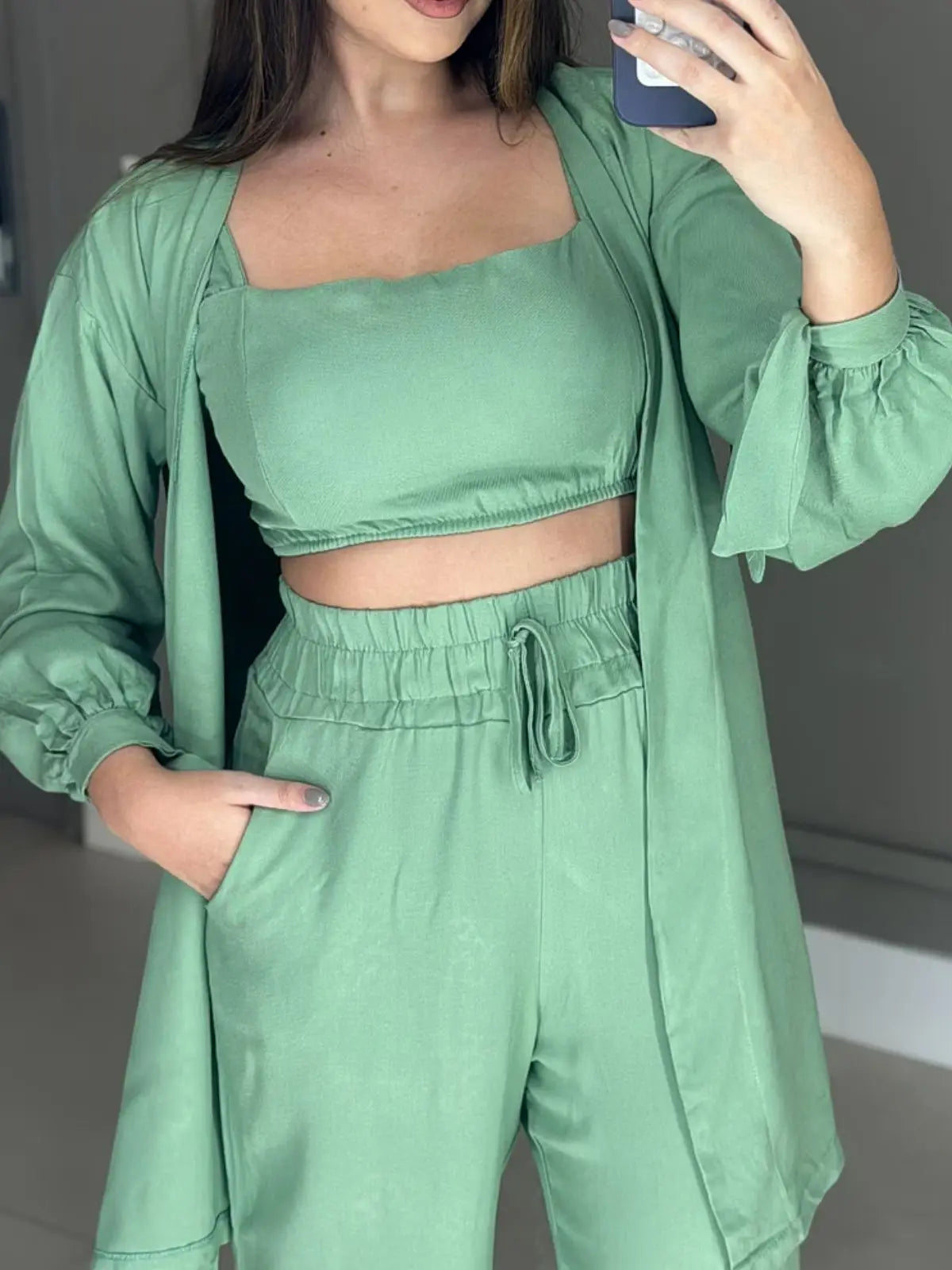 Conjunto Feminino Wide Leg com Kimono - SANTALUX - 145