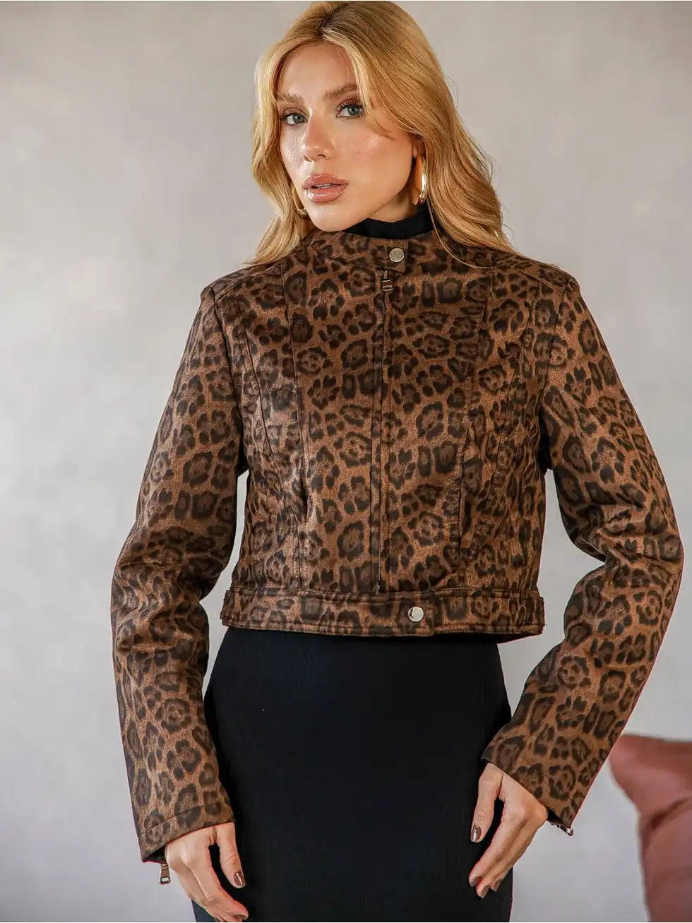 Jaqueta Animal Print Aveludada