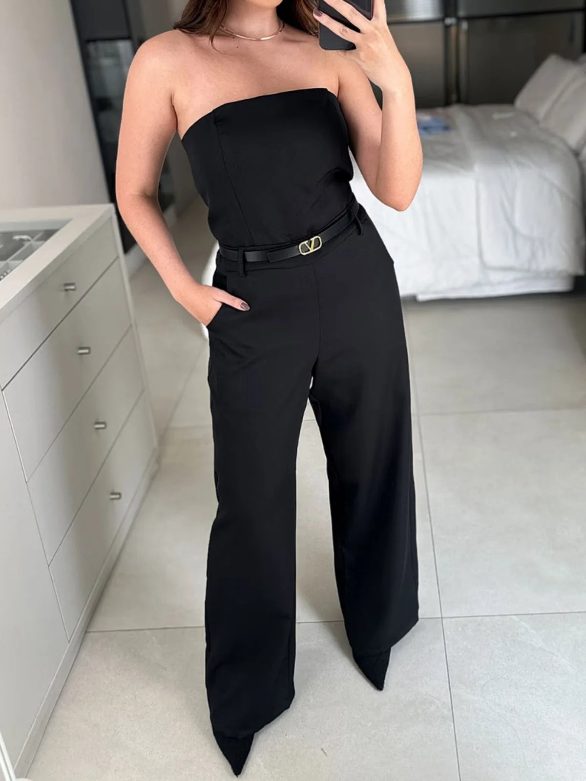 Macacão Alfaiataria Calça Pantalona Elegante - SANTALUX - 135