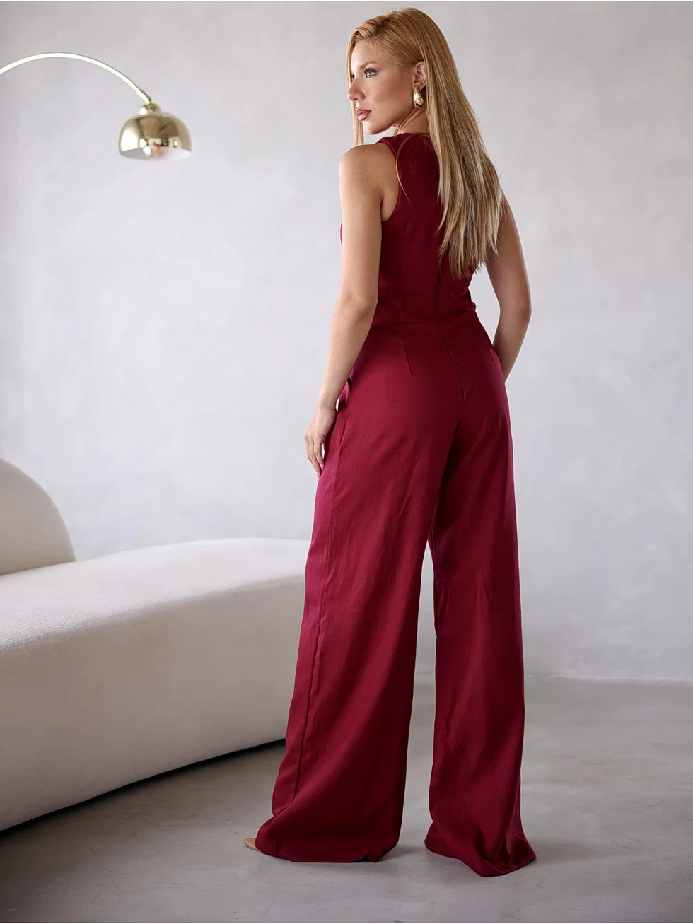 Macacão Linho Decote Nadador Confortável - SANTALUX - 134