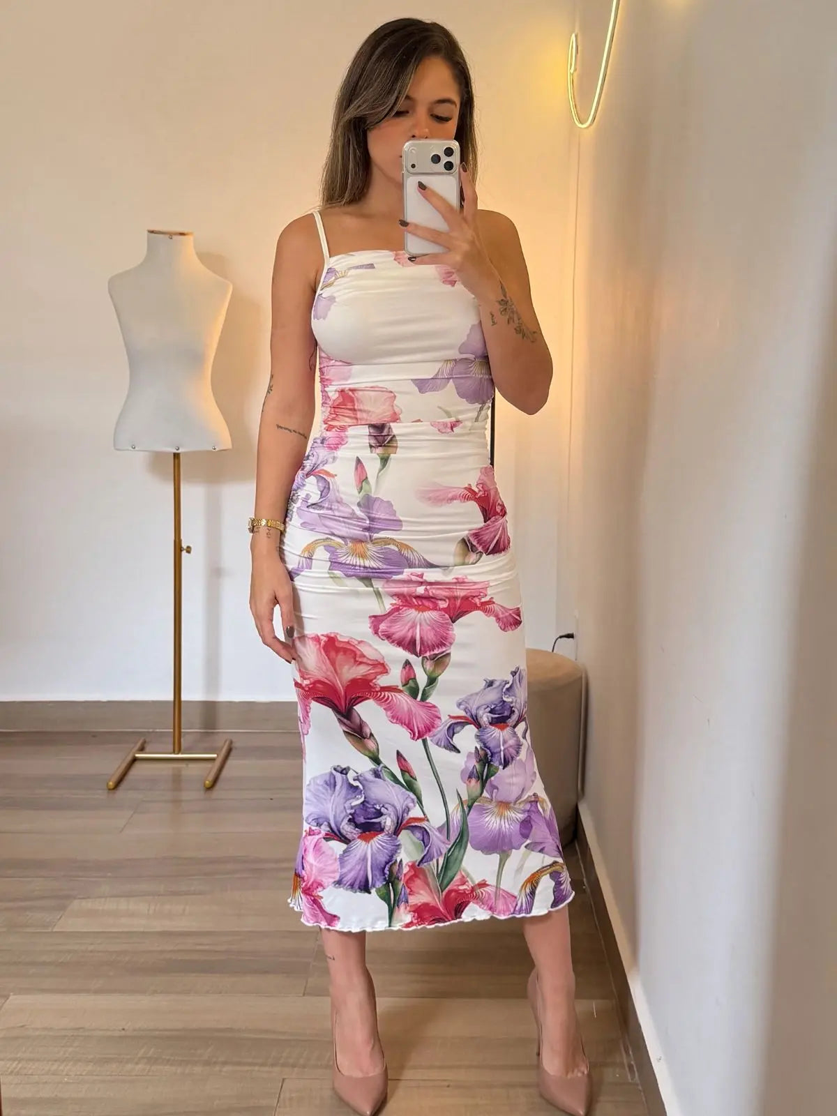 Vestido Midi Floral Íris Primavera - SANTALUX - Florescer Luxe - 188