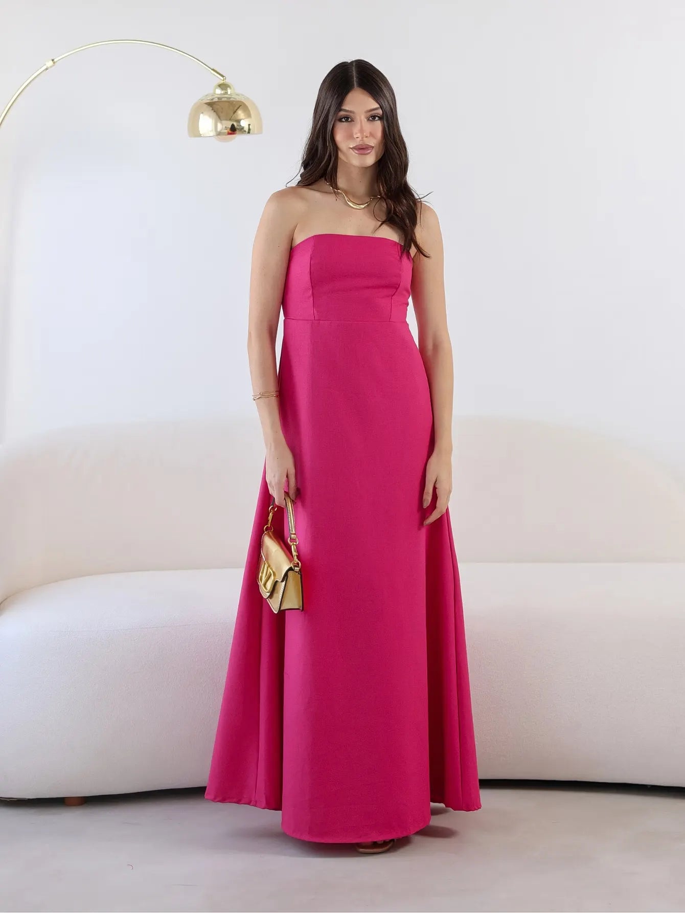 Vestido Longo Linho Sem Alças Elegante - Santalux