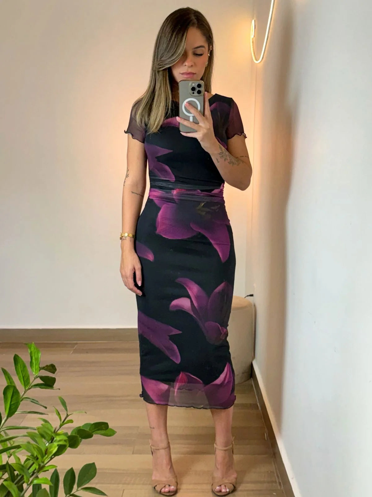 Vestido Midi Floral Lírio - Violeta - Florescer Luxe - SANTALUX - 187 - 1